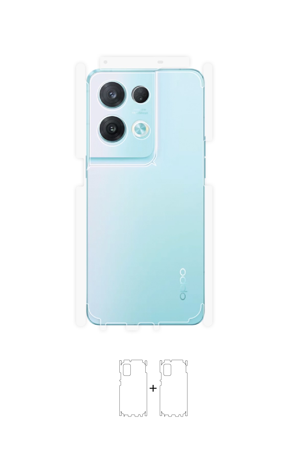 Oppo Reno 8 Pro - Arka/Yan Koruyucu Parlak Şeffaf Poliüretan Film (150 micron)
