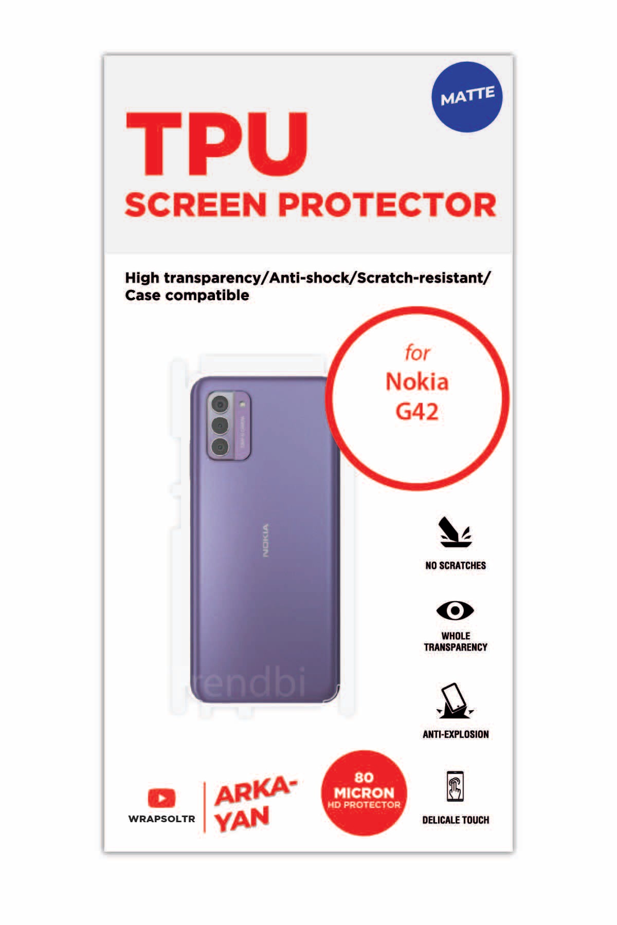 Nokia G42 - Arka/Yan Koruyucu Mat TPU Film (80 micron)