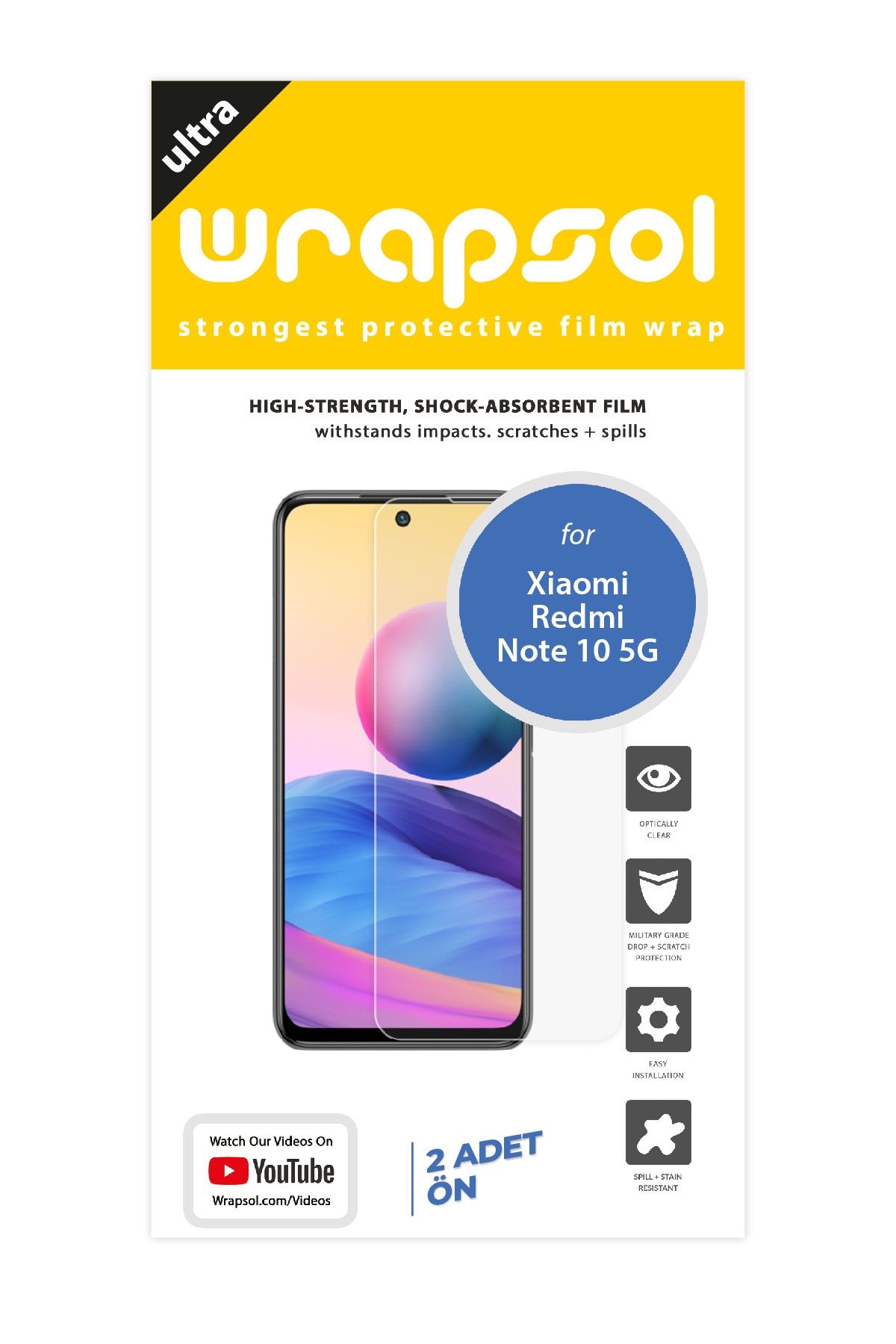 Xiaomi Redmi Note 10 5G - Ekran Koruyucu Parlak Şeffaf Poliüretan Film (150 mikron)