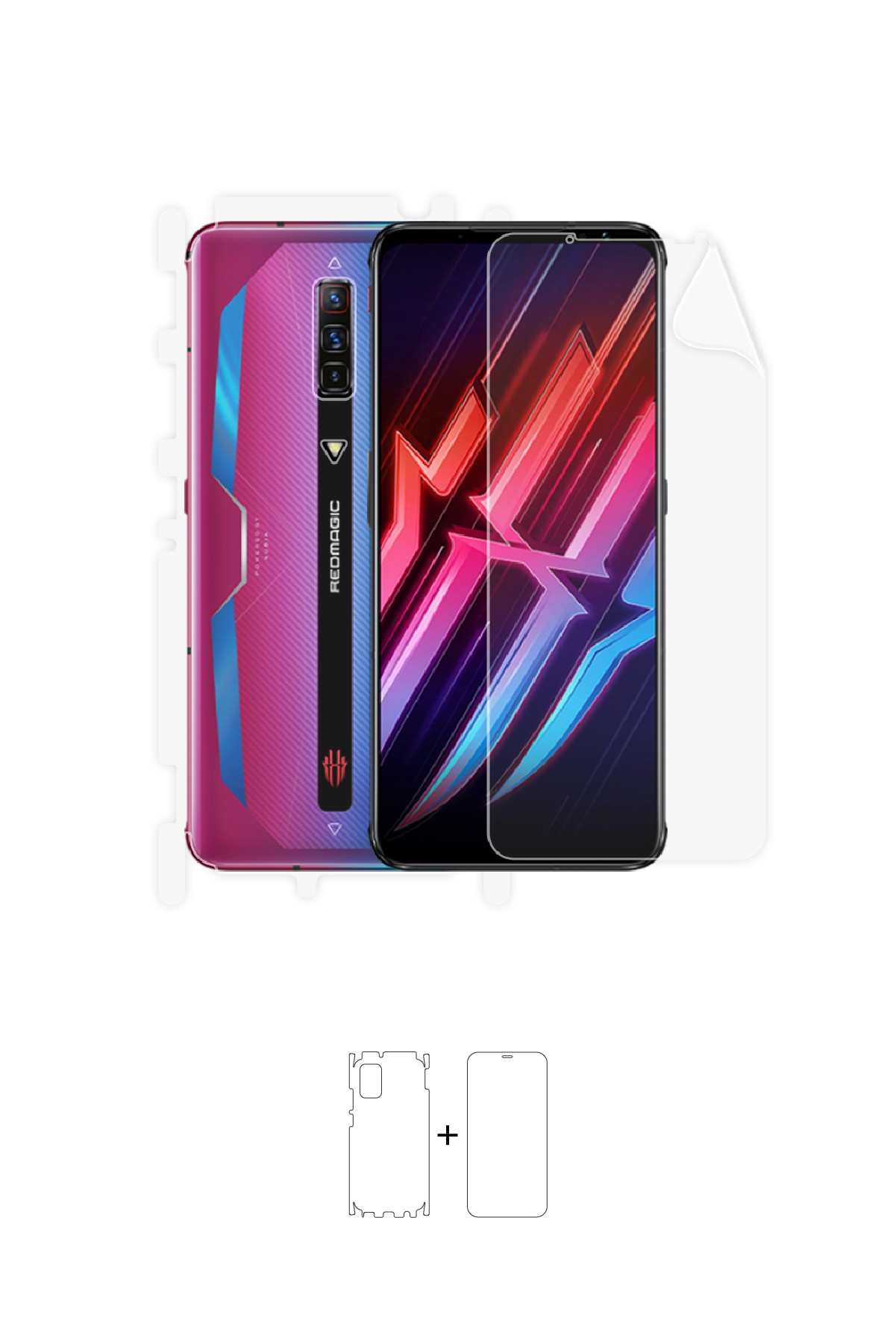 ZTE Nubia Red Magic 6 - Fullbody Koruyucu Parlak Şeffaf Poliüretan Film (150 micron)