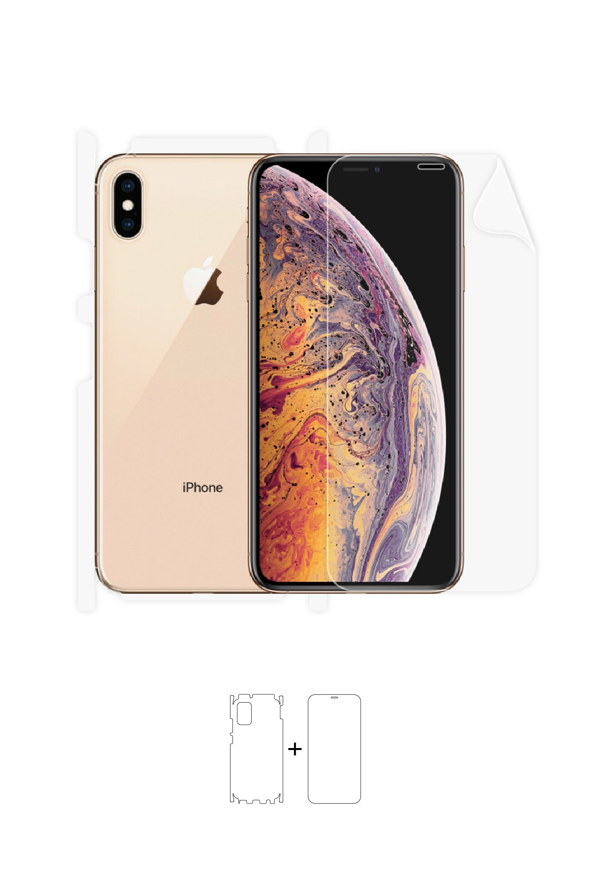 iPhone XS Max - Fullbody Koruyucu Parlak Şeffaf Poliüretan Film (150 micron)