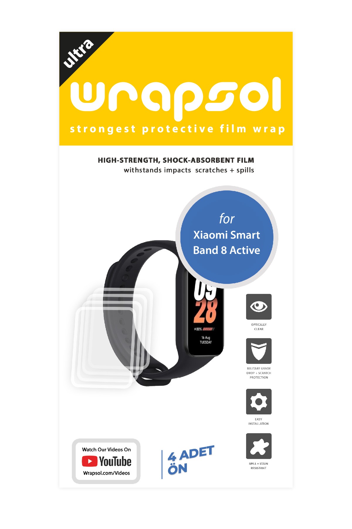 Xiaomi Smart Band 8 Active - Ekran Koruyucu Parlak Şeffaf Poliüretan Film (150 mikron)