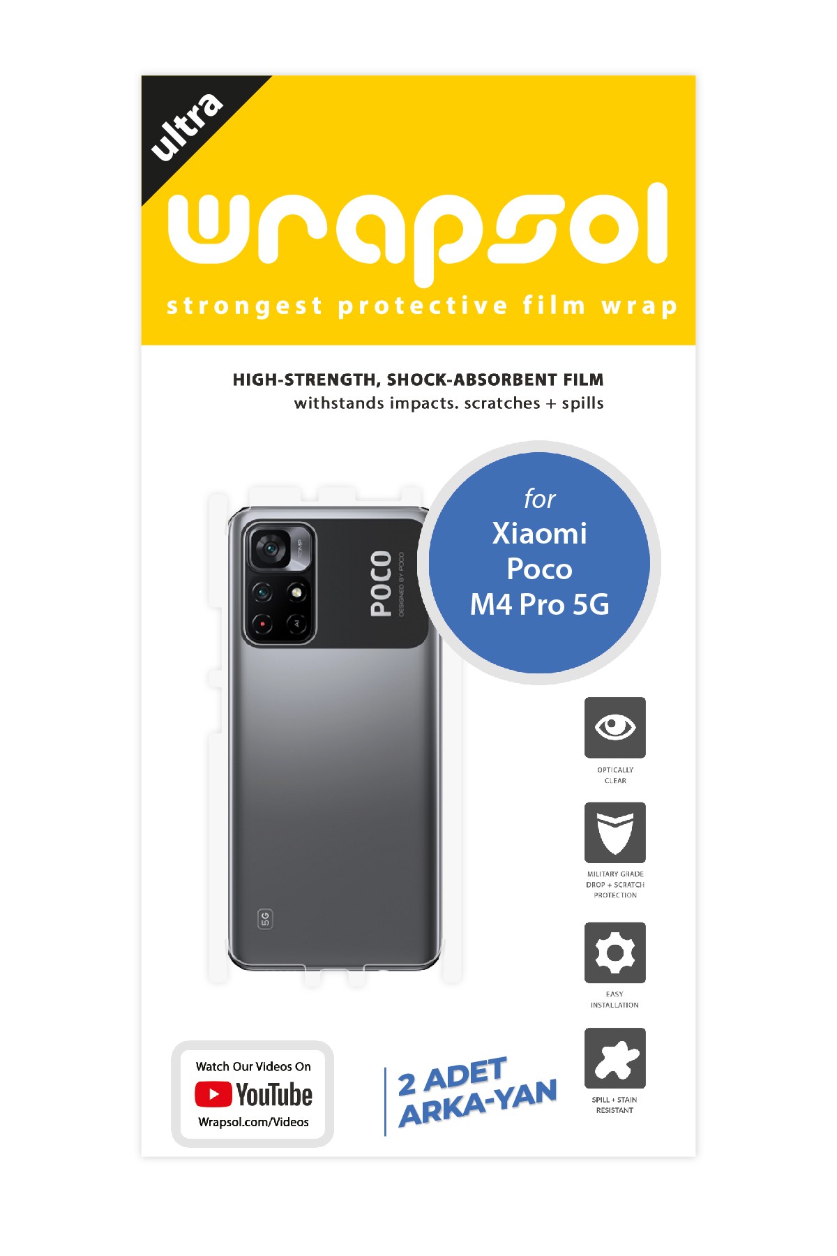 Xiaomi Poco X4 Pro 5G - Arka/Yan Koruyucu Parlak Şeffaf Poliüretan Film (150 micron)