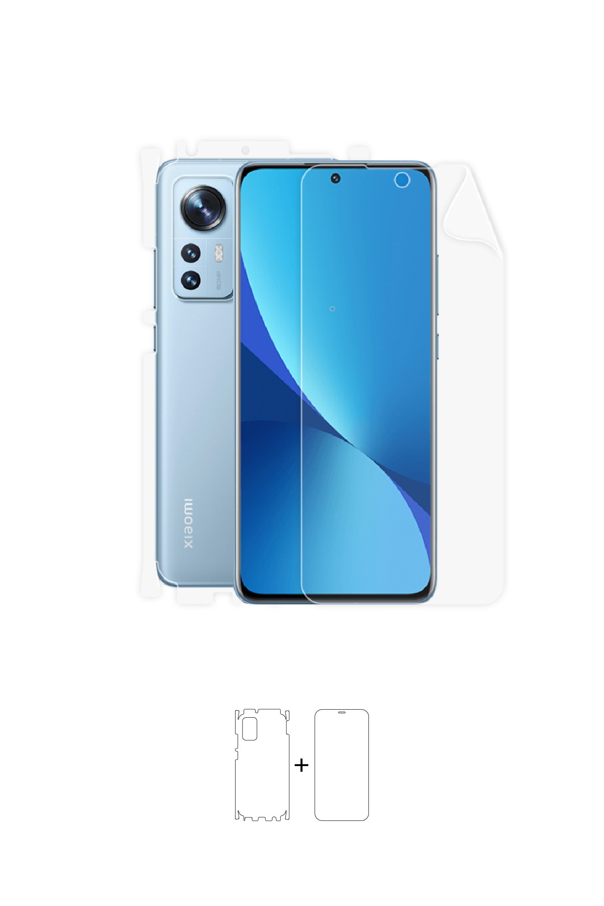 Xiaomi 12 - Fullbody Koruyucu Parlak Şeffaf Poliüretan Film (150 micron)