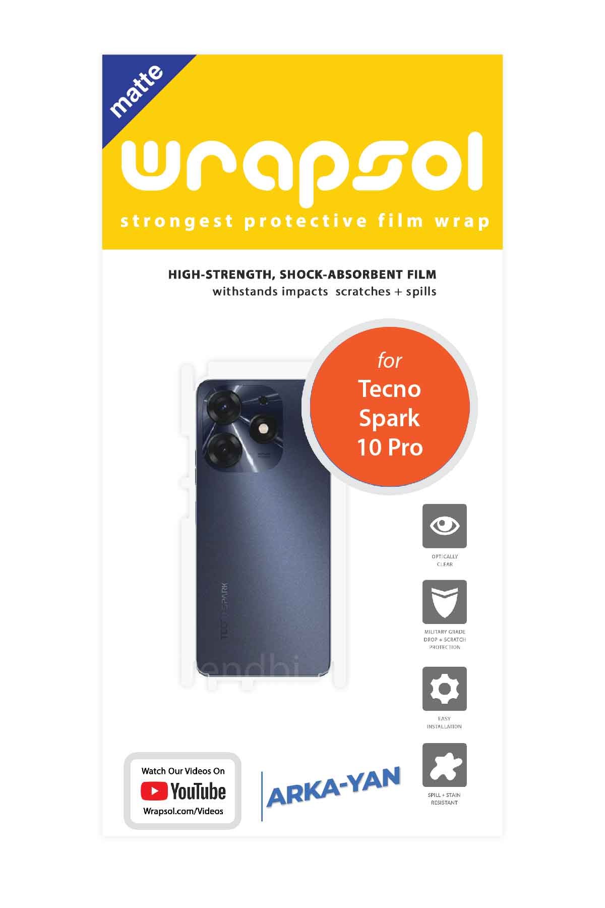 Tecno Spark 10 Pro - Arka/Yan Koruyucu Mat Şeffaf Poliüretan Film (150 micron)