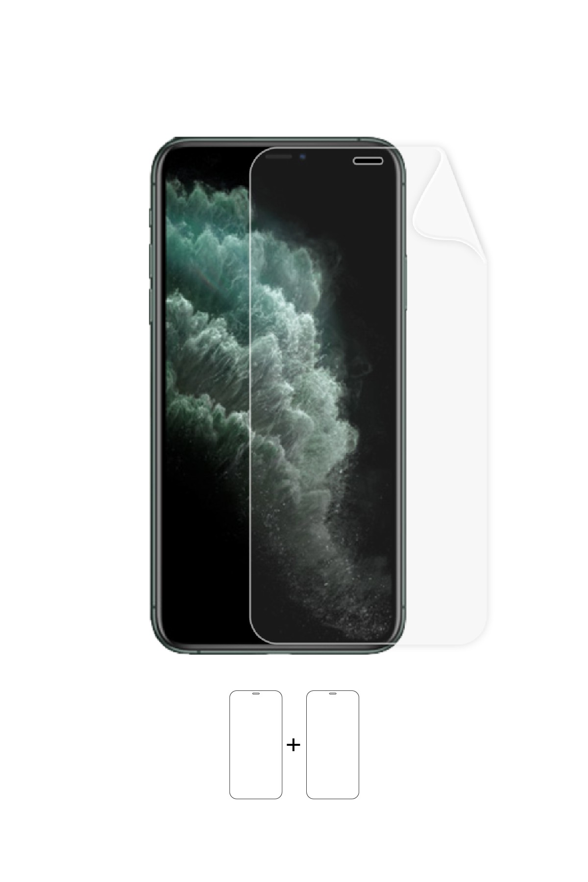 iPhone 11 Pro Max - Ekran Koruyucu Parlak Şeffaf Poliüretan Film (150 mikron)