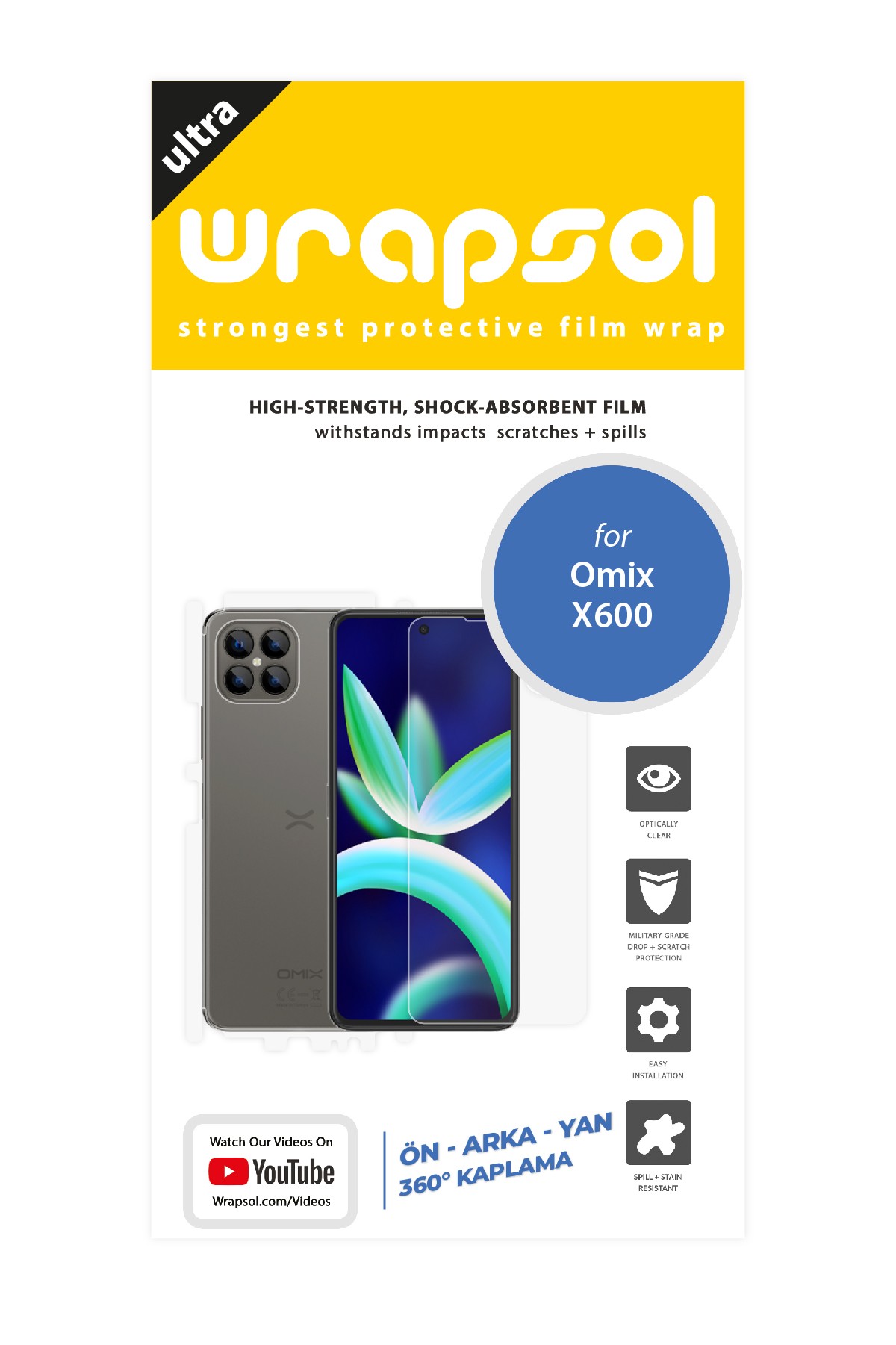 Omix X600 - Fullbody Koruyucu Parlak Şeffaf Poliüretan Film (150 micron)