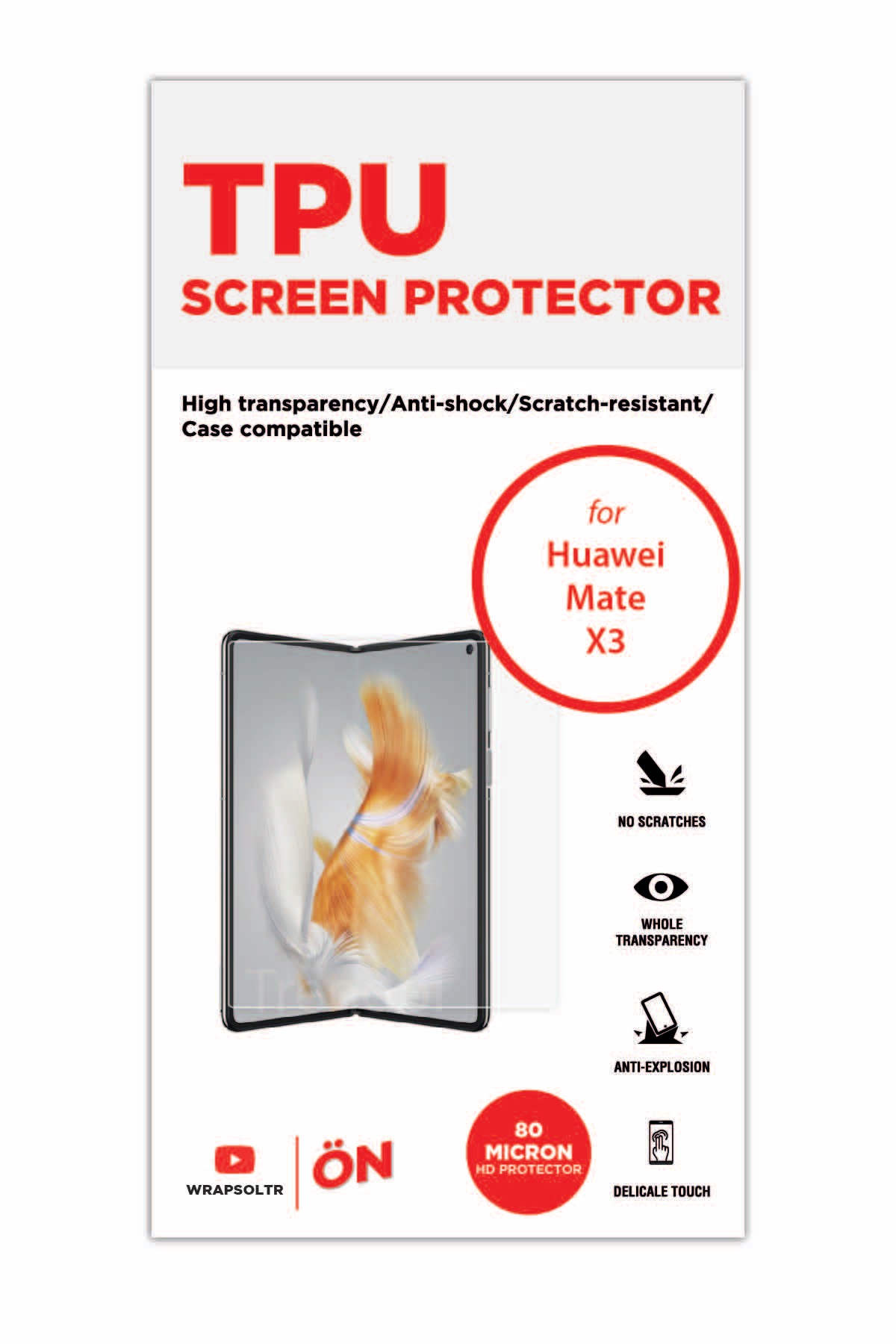 Huawei Mate X3 - Ekran Koruyucu Parlak Şeffaf TPU Film (80 micron)