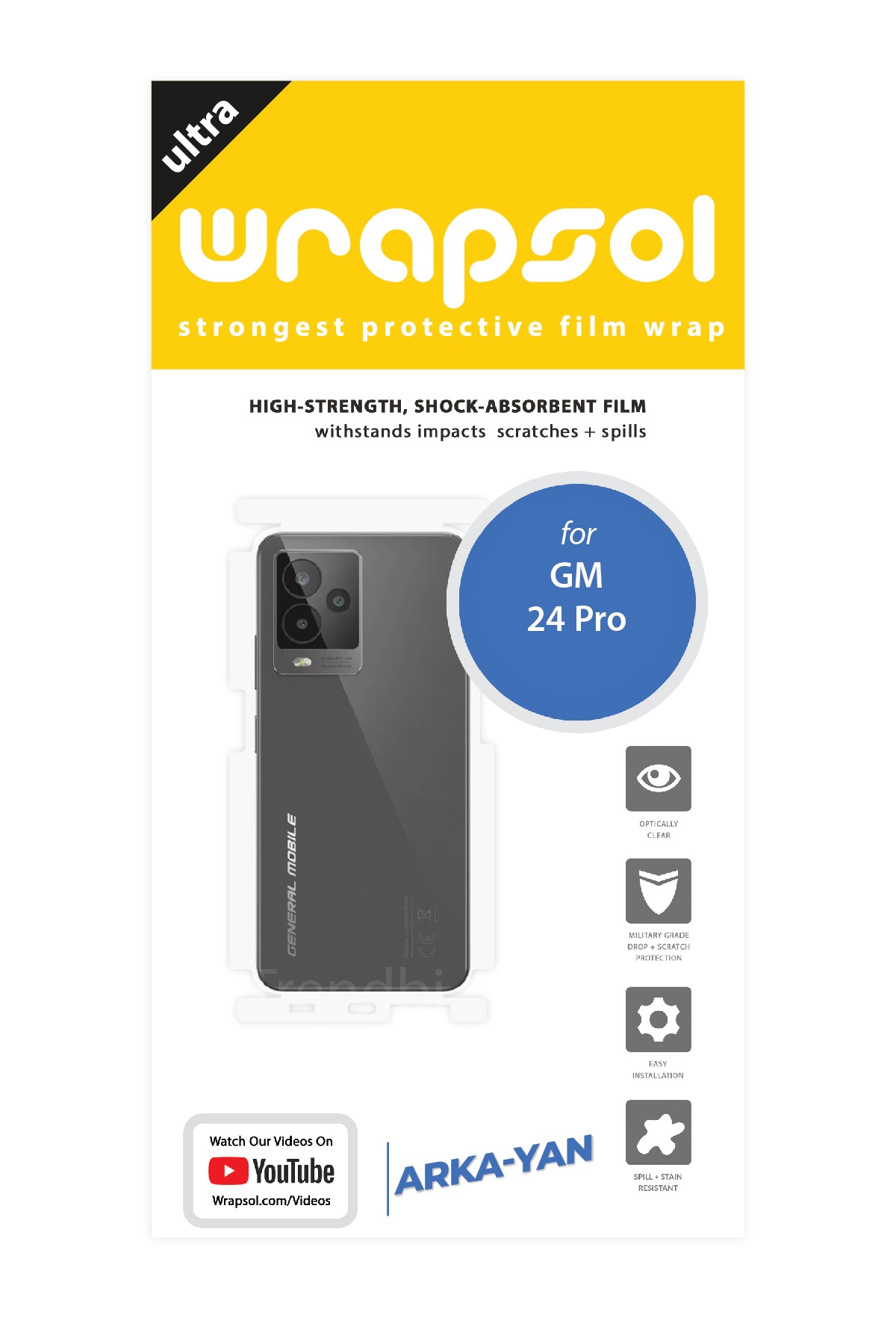 General Mobile GM 24 Pro - Arka/Yan Koruyucu Parlak Şeffaf Poliüretan Film (150 micron)