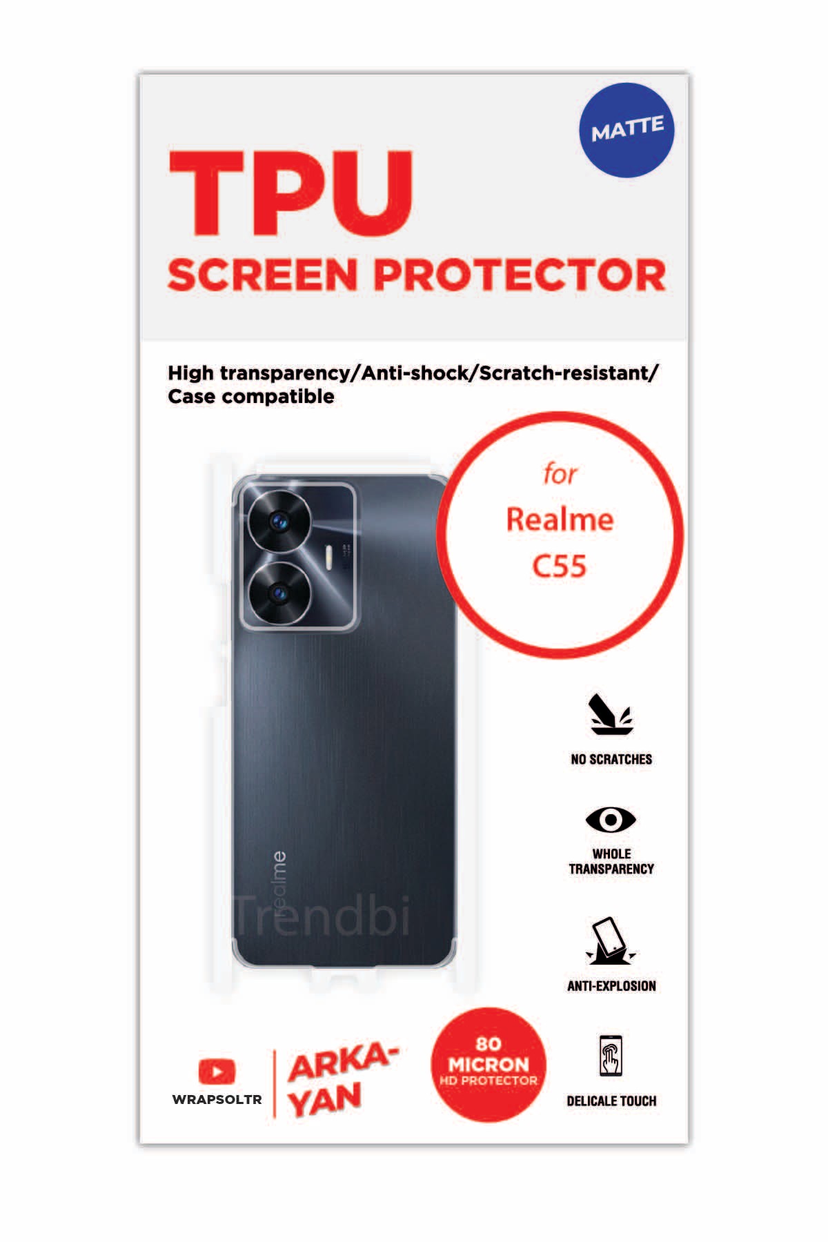 Realme C55 - Arka/Yan Koruyucu Mat TPU Film (80 micron)