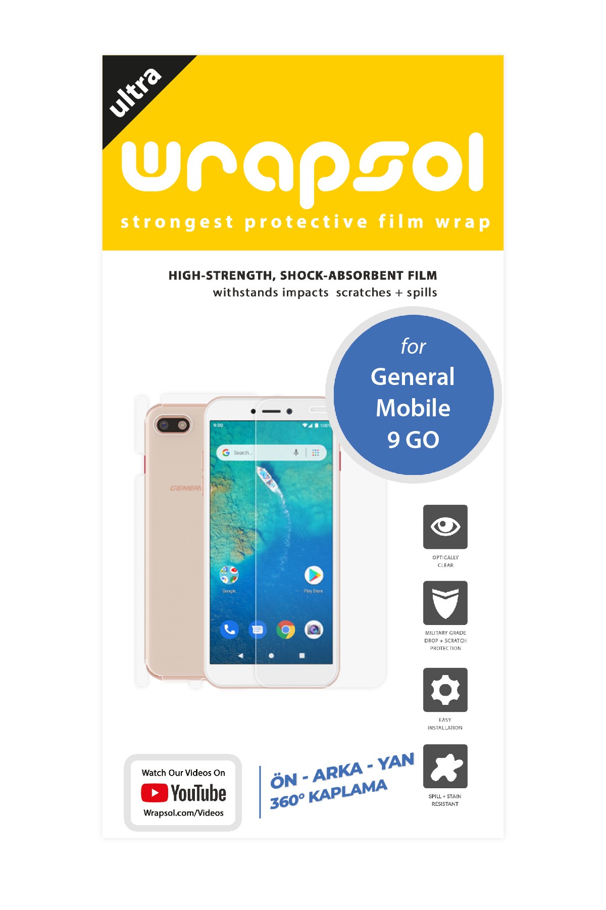General Mobile GM 9 Pro - Fullbody Koruyucu Parlak Şeffaf Poliüretan Film (150 micron)