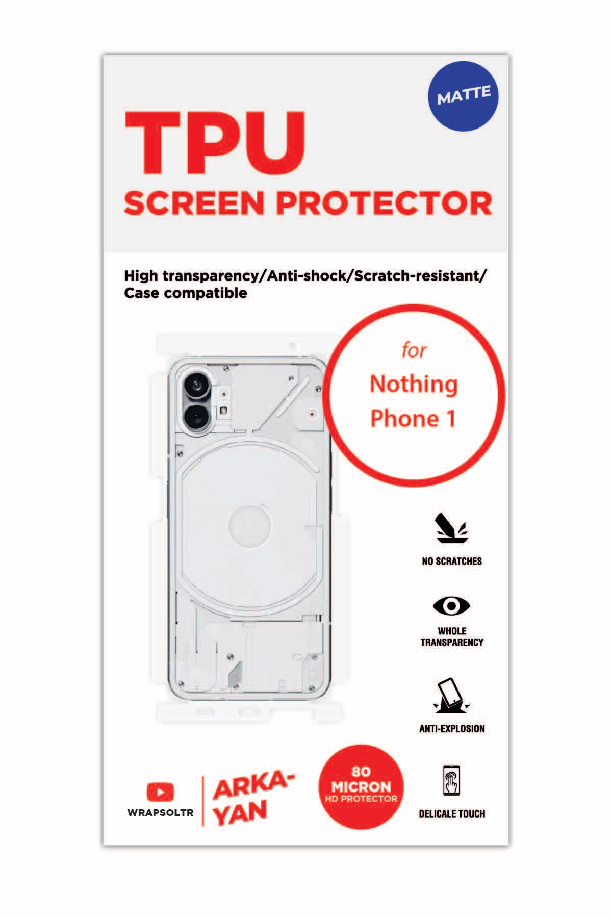Nothing Phone 1 - Arka/Yan Koruyucu Mat TPU Film (80 micron)