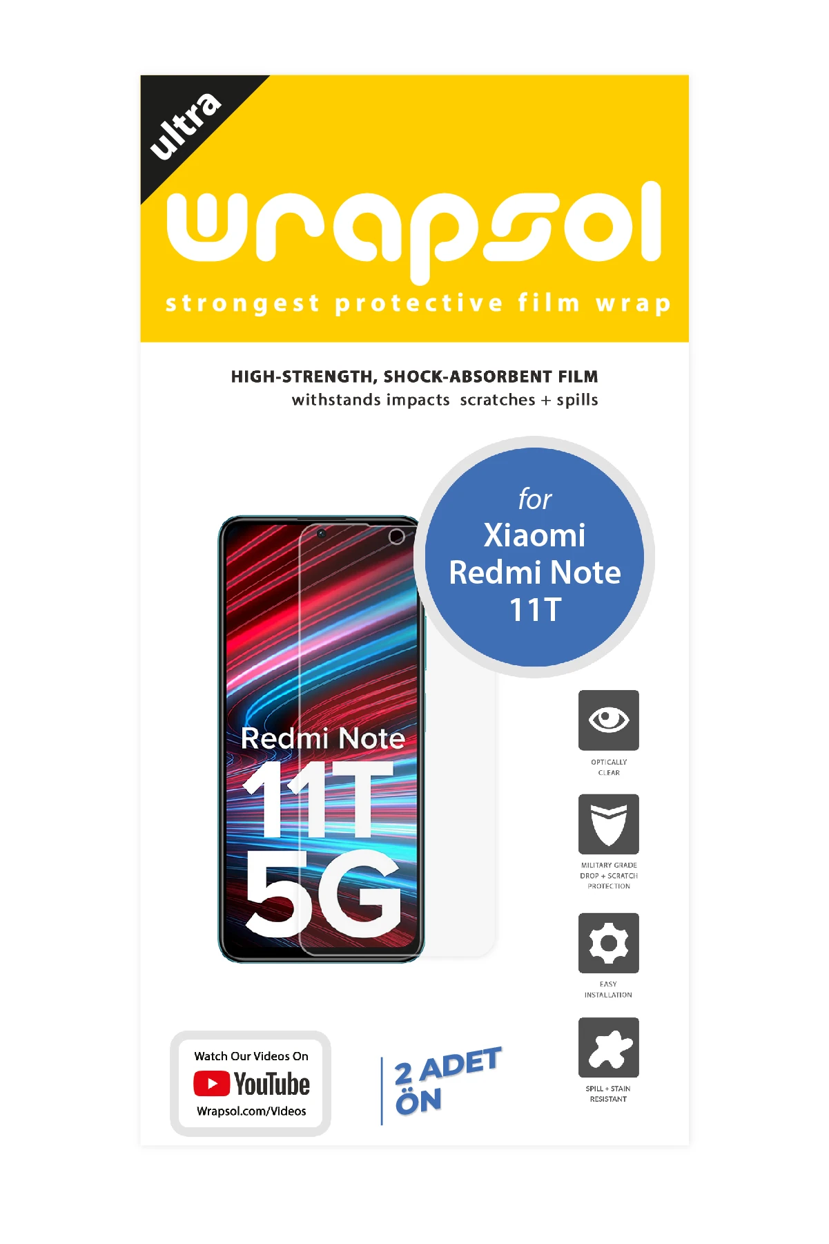 Xiaomi Redmi Note 11T - Ekran Koruyucu Parlak Şeffaf Poliüretan Film (150 mikron)