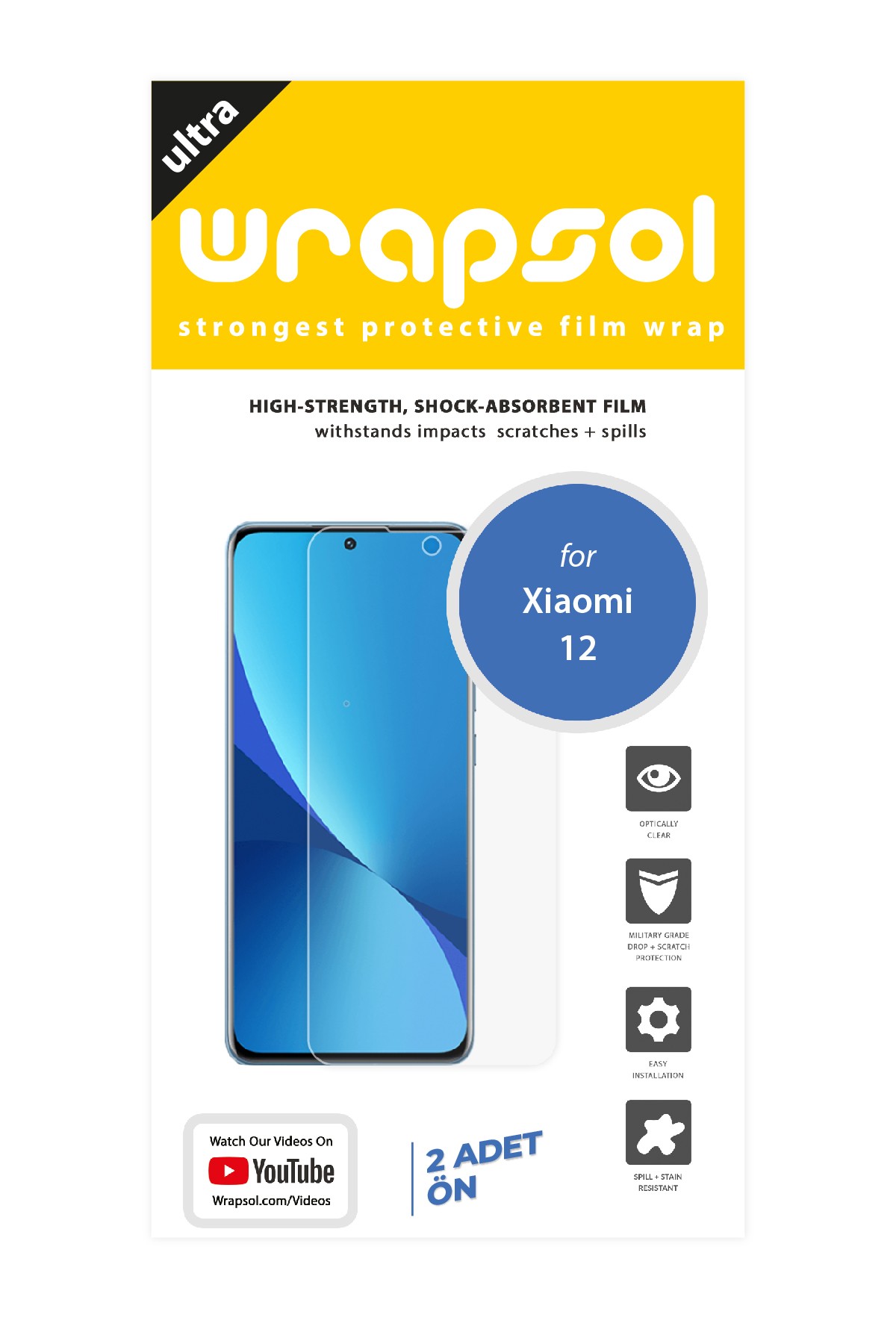 Xiaomi 12 - Ekran Koruyucu Parlak Şeffaf Poliüretan Film (150 mikron)