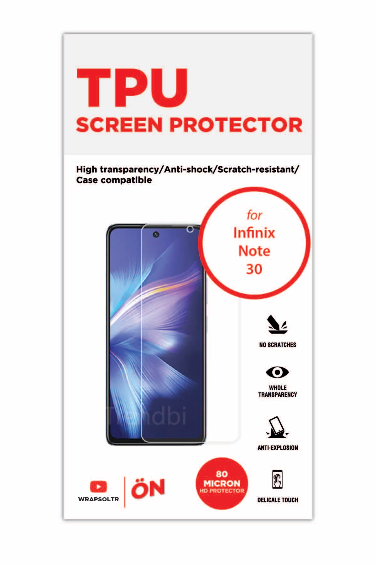 Infinix Note 30 - Ekran Koruyucu Parlak Şeffaf TPU Film (80 micron)