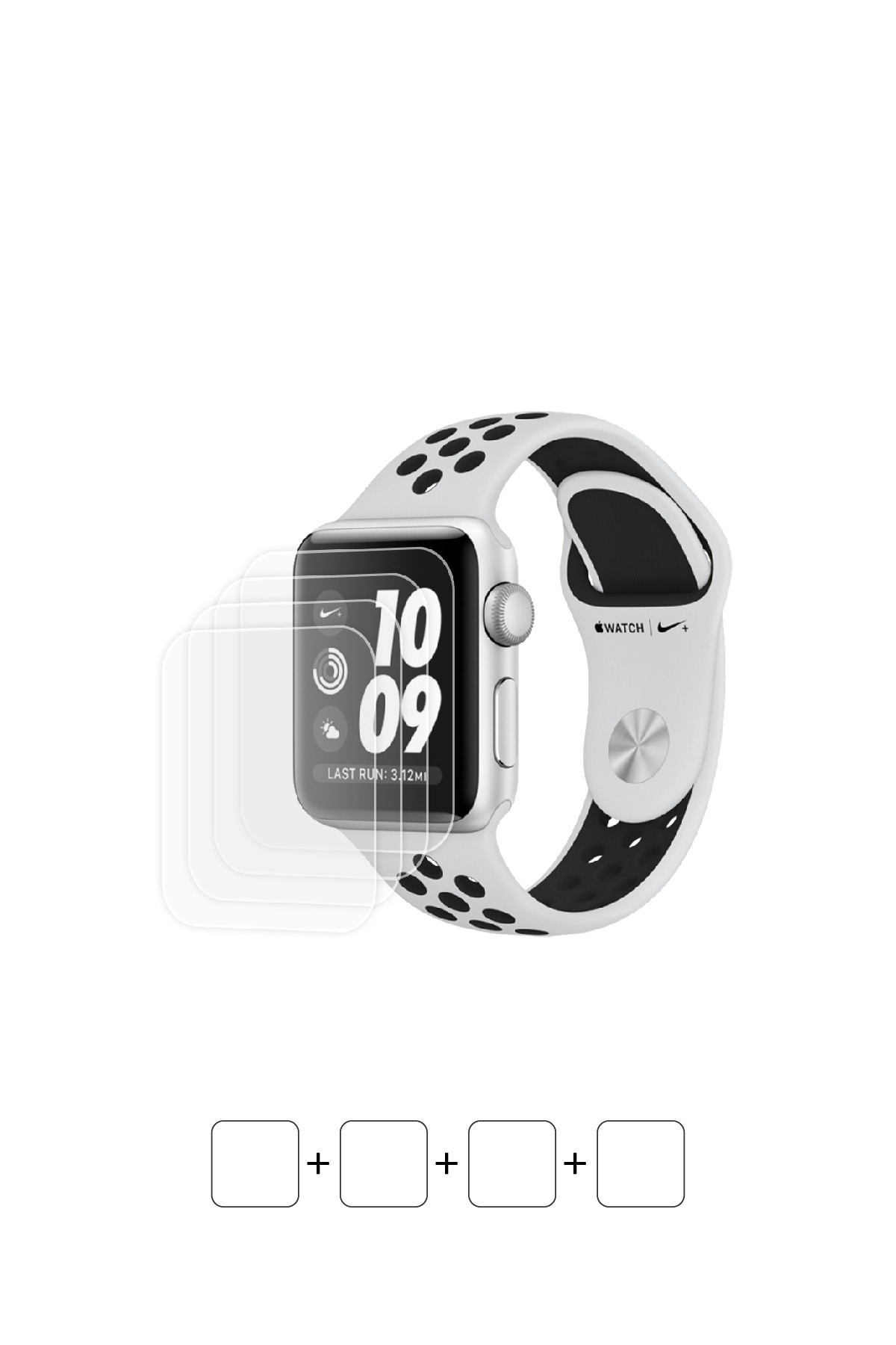 Apple Watch Nike Plus Series 3 GPS 38 mm - Ekran Koruyucu Parlak Şeffaf Poliüretan Film (150 mikron)
