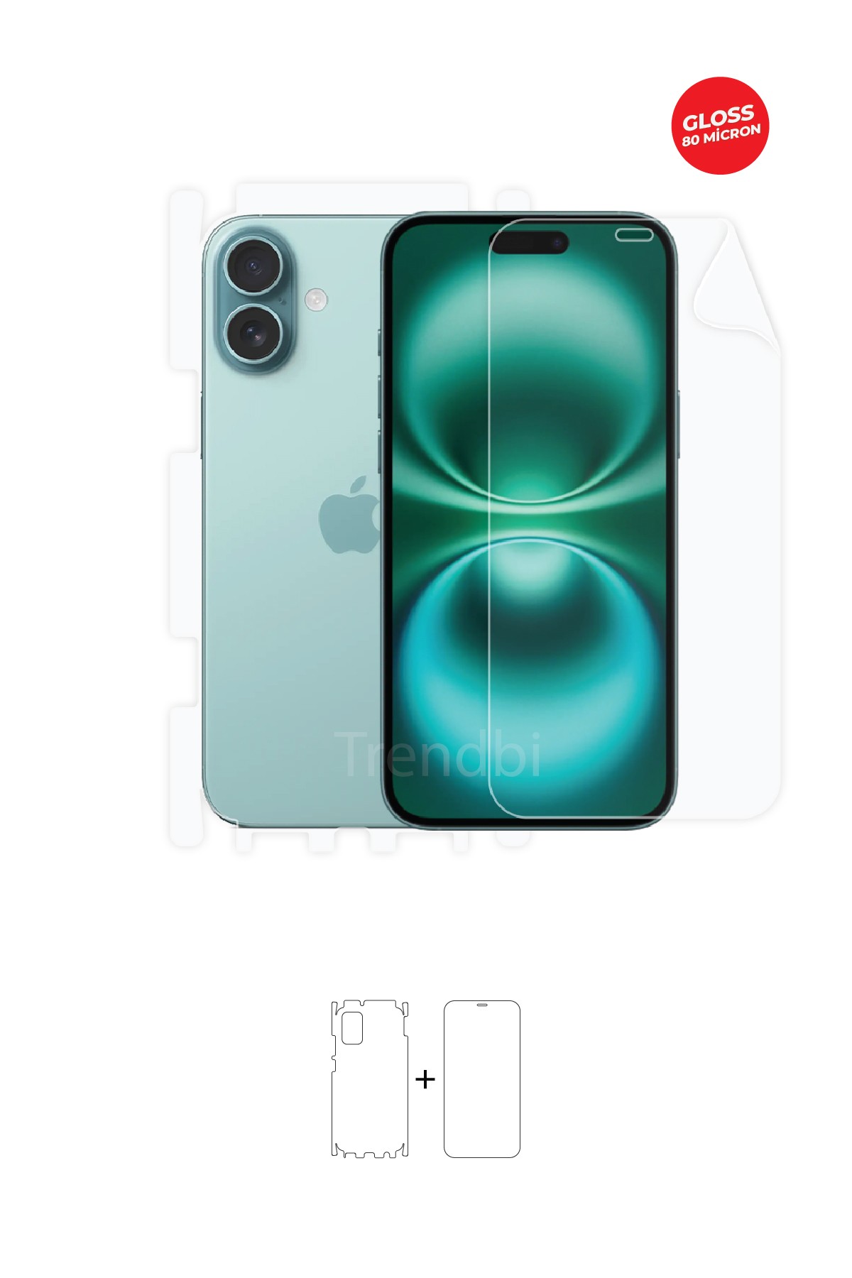 iPhone 16 Plus - Fullbody Koruyucu Parlak Şeffaf TPU Film (80 micron)