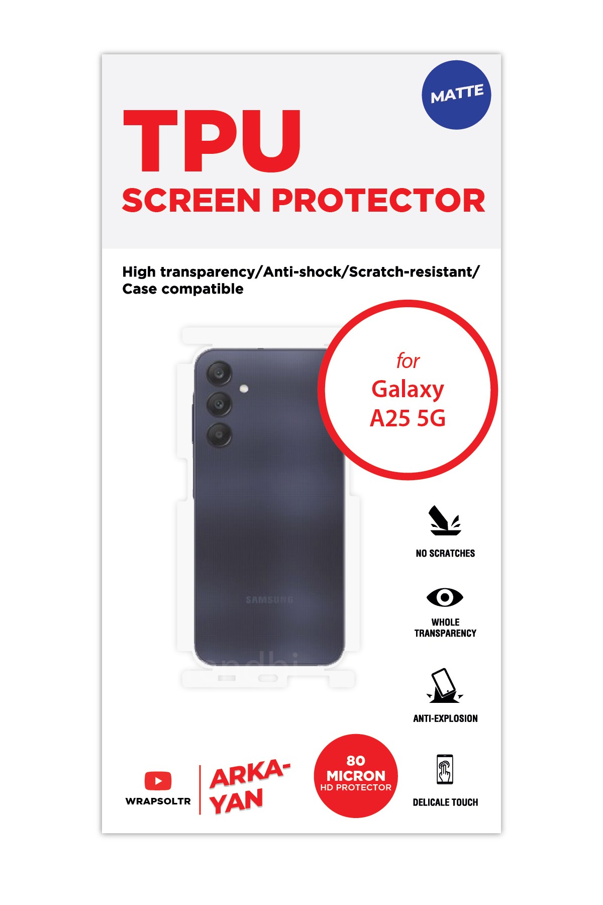 Samsung Galaxy A25 5G - Arka/Yan Koruyucu Mat TPU Film (80 micron)