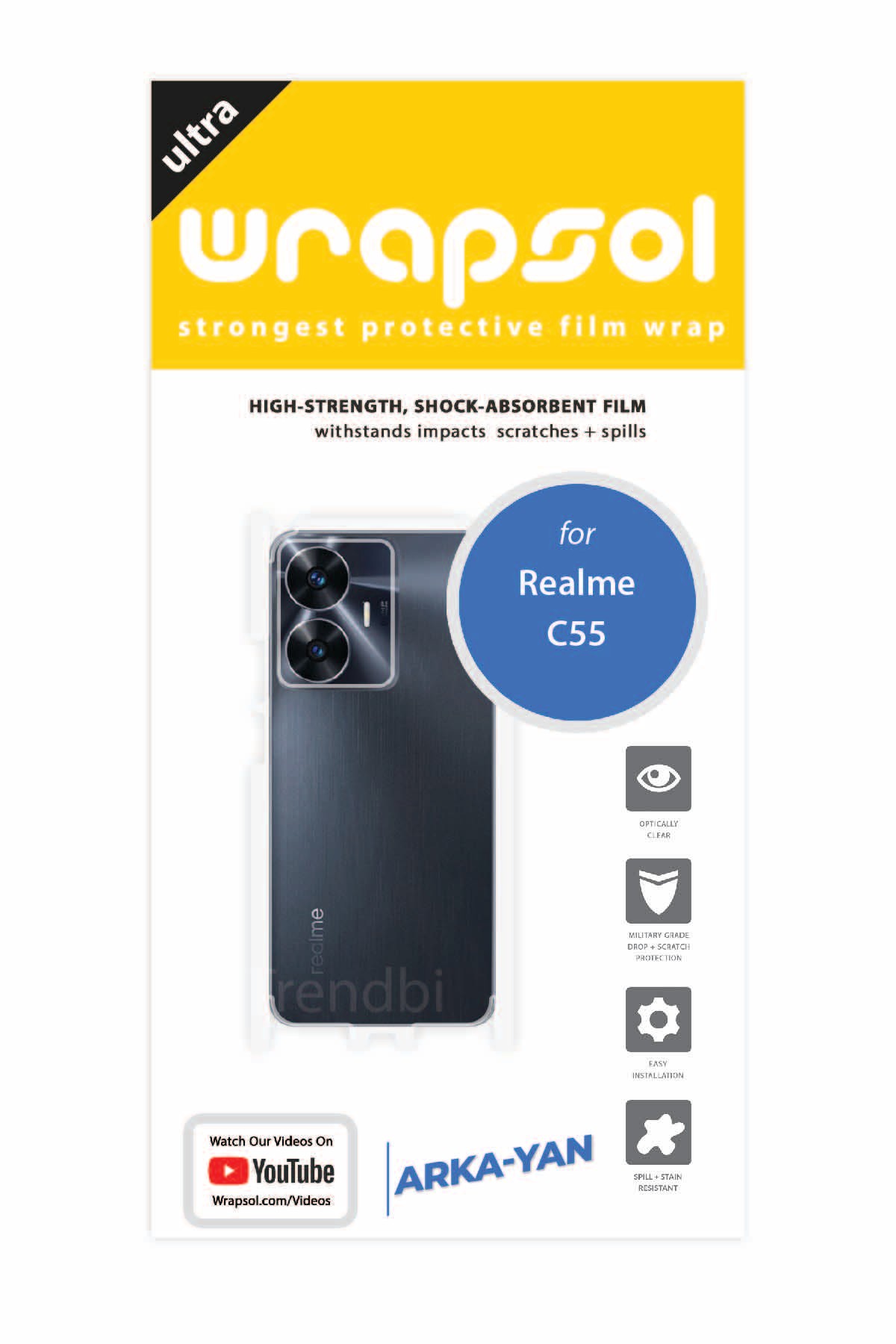 Realme C55 - Arka/Yan Koruyucu Parlak Şeffaf Poliüretan Film (150 micron)