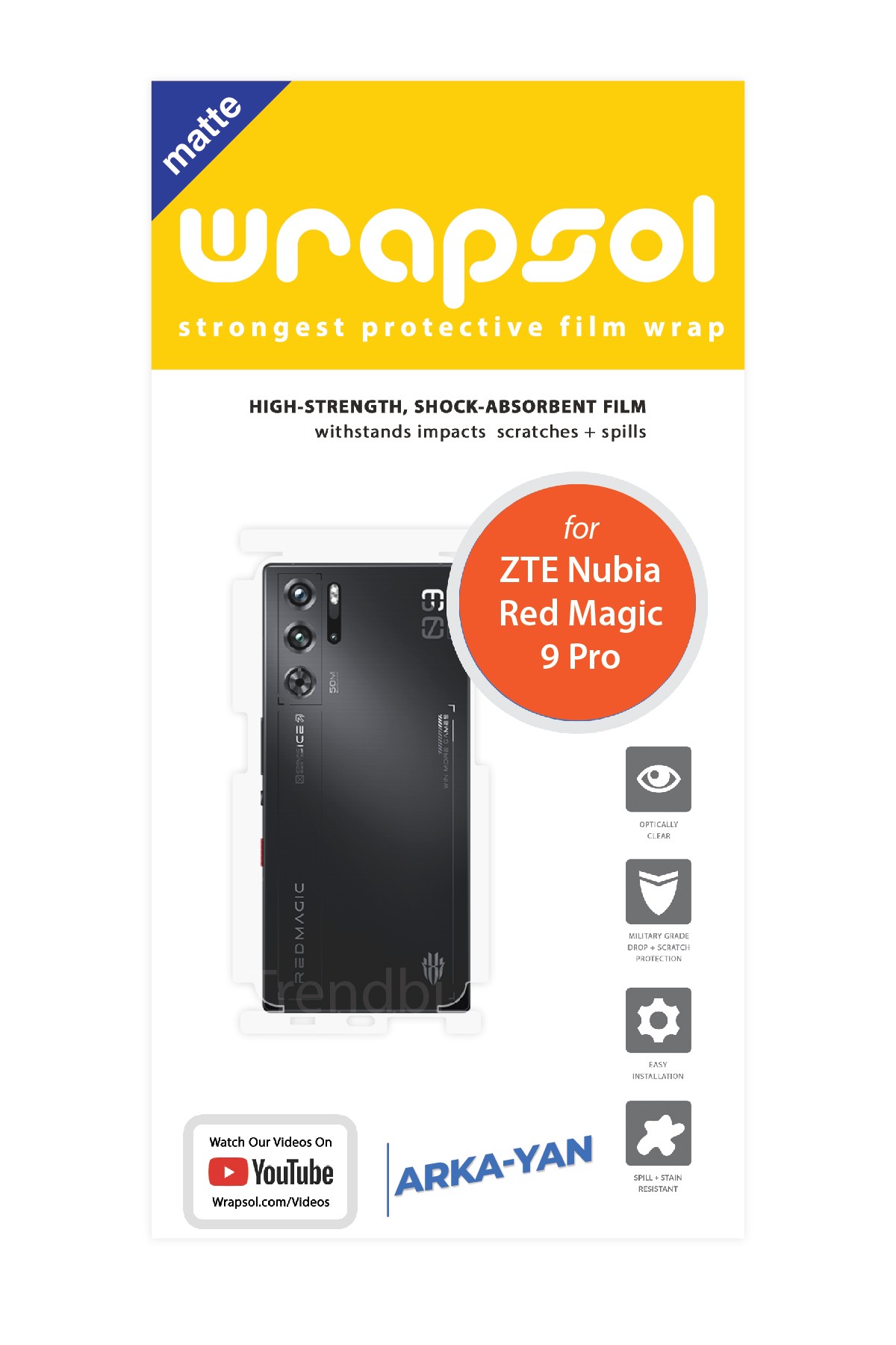 ZTE Nubia Red Magic 9 Pro - Arka/Yan Koruyucu Mat Şeffaf Poliüretan Film (150 micron)