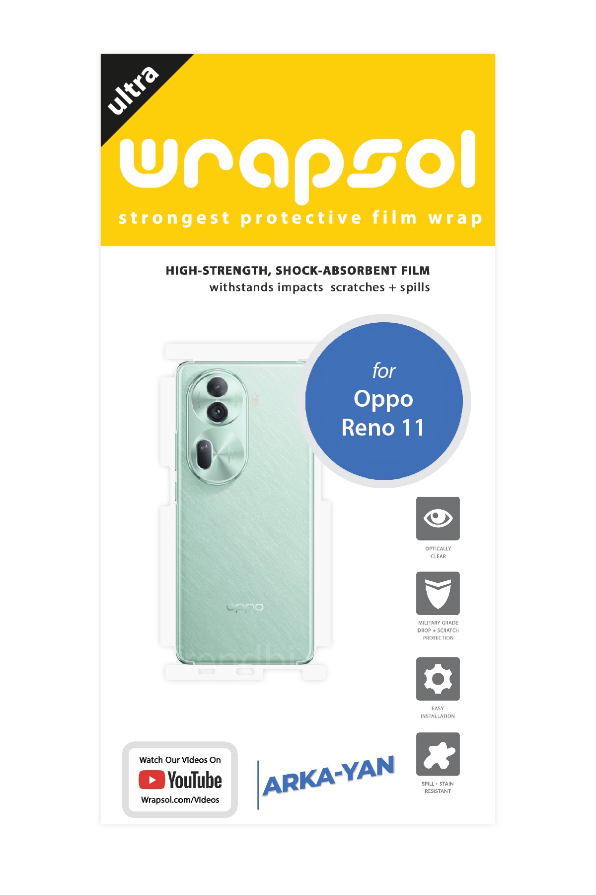 Oppo Reno 11 - Arka/Yan Koruyucu Parlak Şeffaf Poliüretan Film (150 micron)