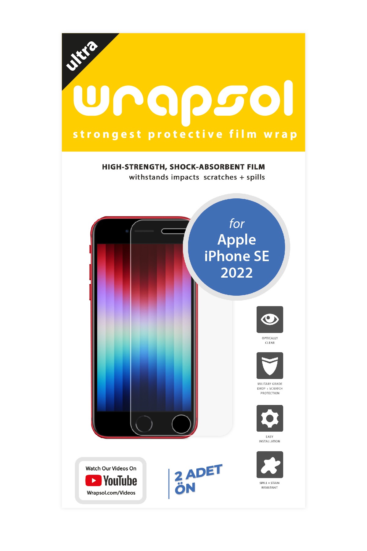 iPhone SE 2022 - Ekran Koruyucu Parlak Şeffaf Poliüretan Film (150 mikron)