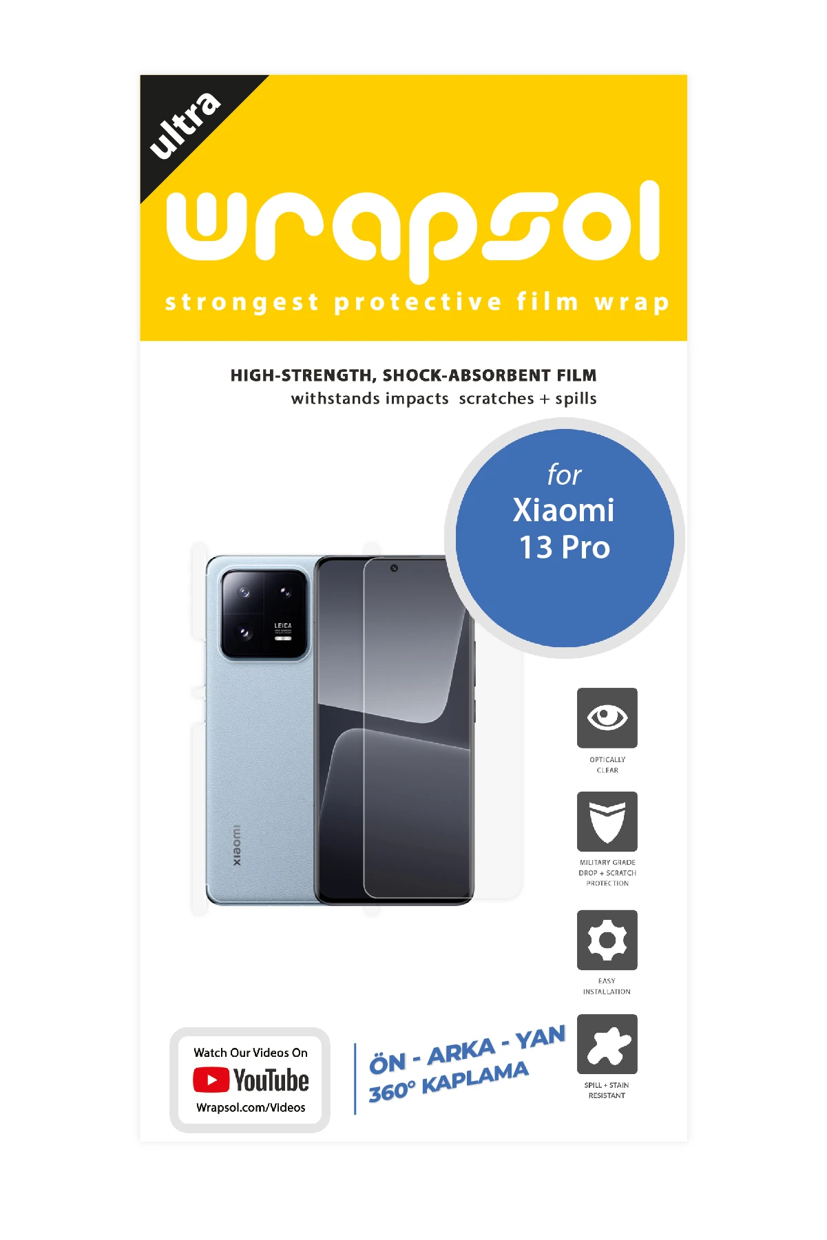 Xiaomi 13 Pro - Fullbody Koruyucu Parlak Şeffaf Poliüretan Film (150 micron)