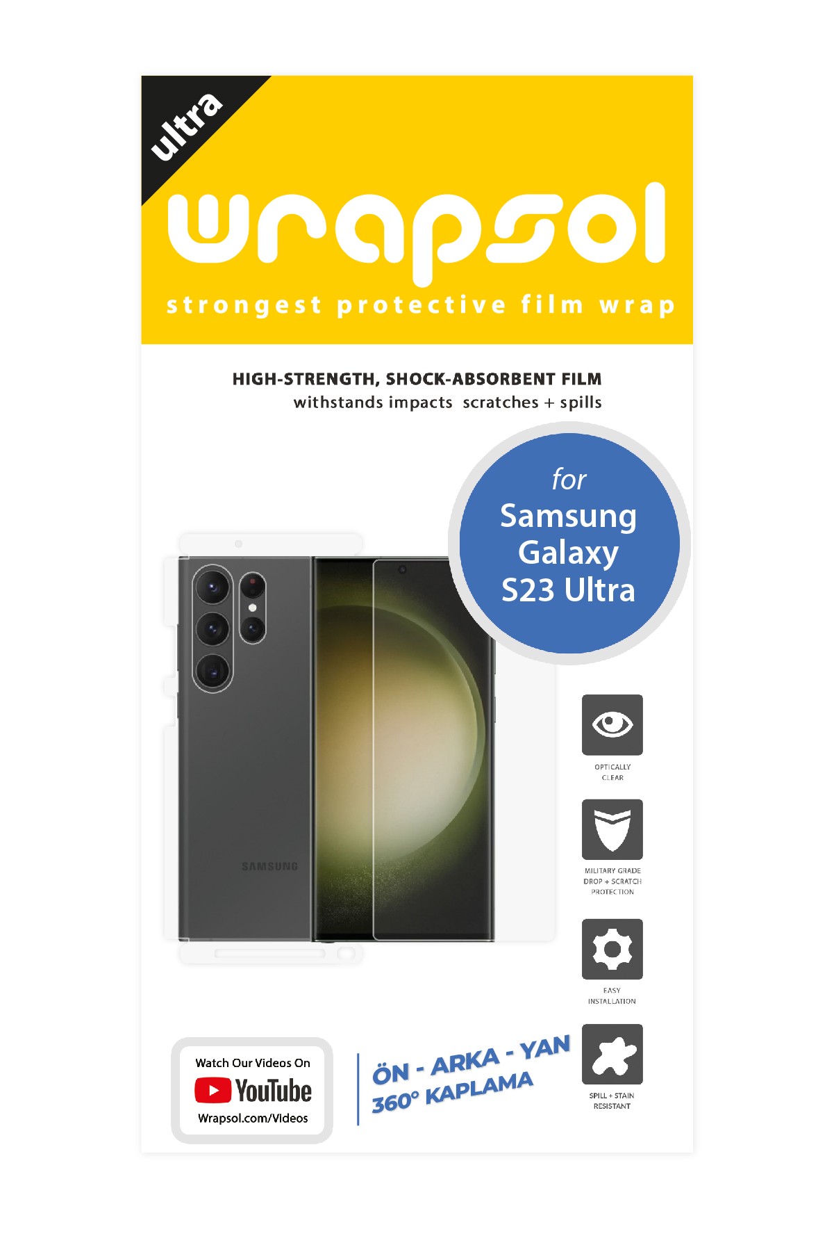 Samsung Galaxy S23 Ultra - Fullbody Koruyucu Parlak Şeffaf Poliüretan Film (150 micron)
