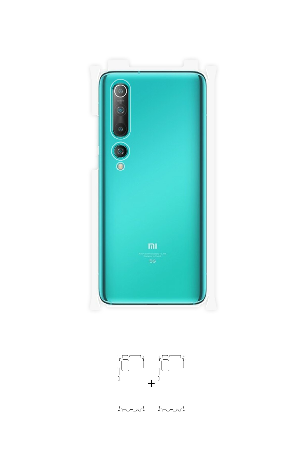Xiaomi Mi 10 - Arka/Yan Koruyucu Parlak Şeffaf Poliüretan Film (150 micron)