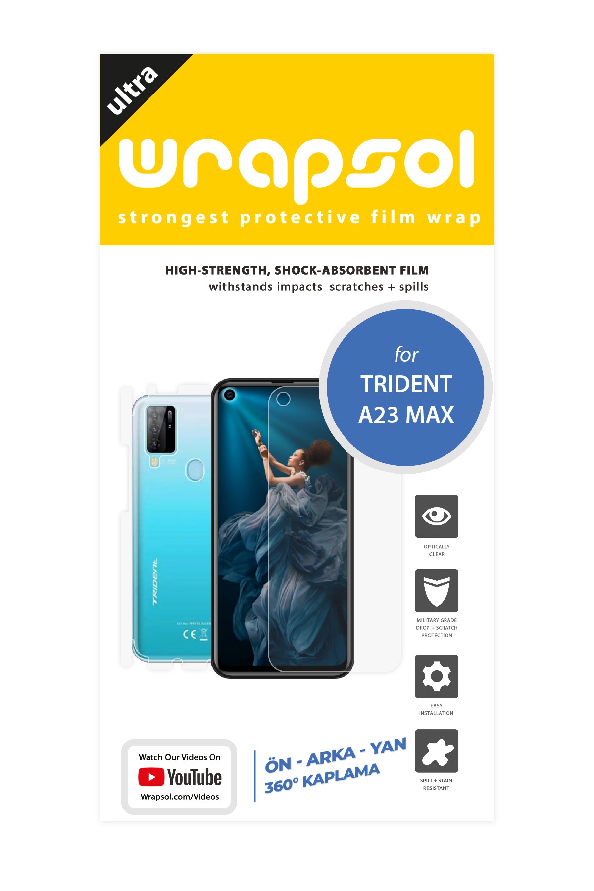 Trident A23 Max - Fullbody Koruyucu Parlak Şeffaf Poliüretan Film (150 micron)