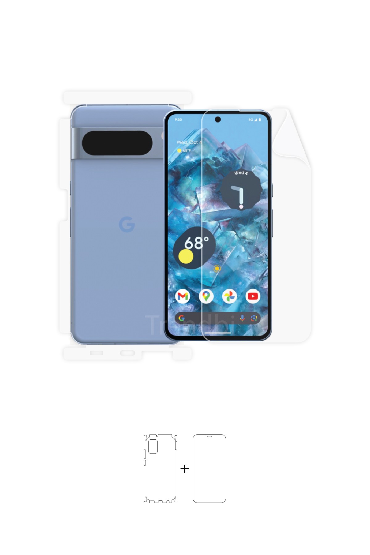 Google Pixel 8 Pro - Fullbody Koruyucu Parlak Şeffaf Poliüretan Film (150 micron)