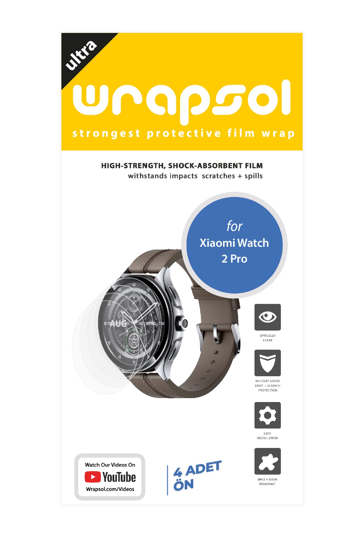 Xiaomi Watch 2 Pro - Ekran Koruyucu Parlak Şeffaf Poliüretan Film (150 mikron)