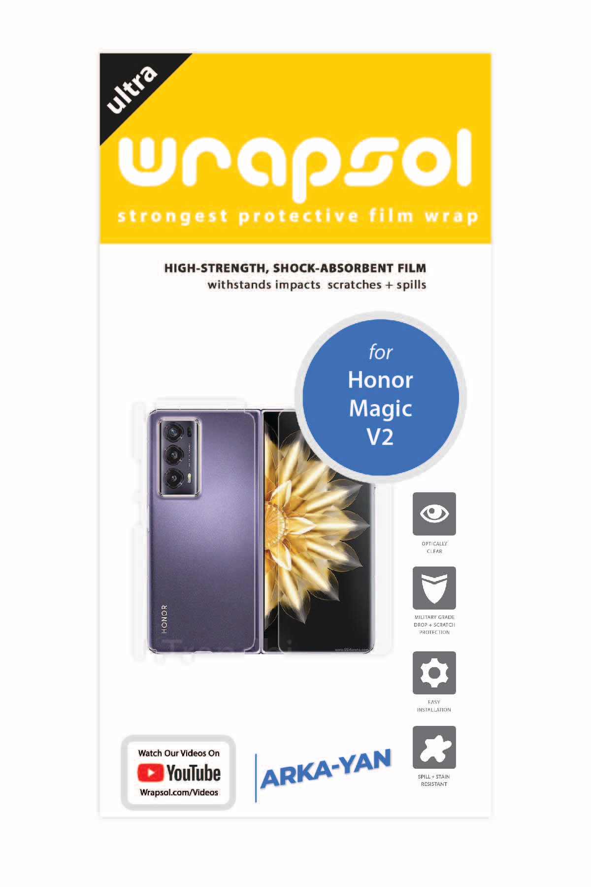 Honor Magic V2 - Arka/Yan Koruyucu Parlak Şeffaf Poliüretan Film (150 micron)