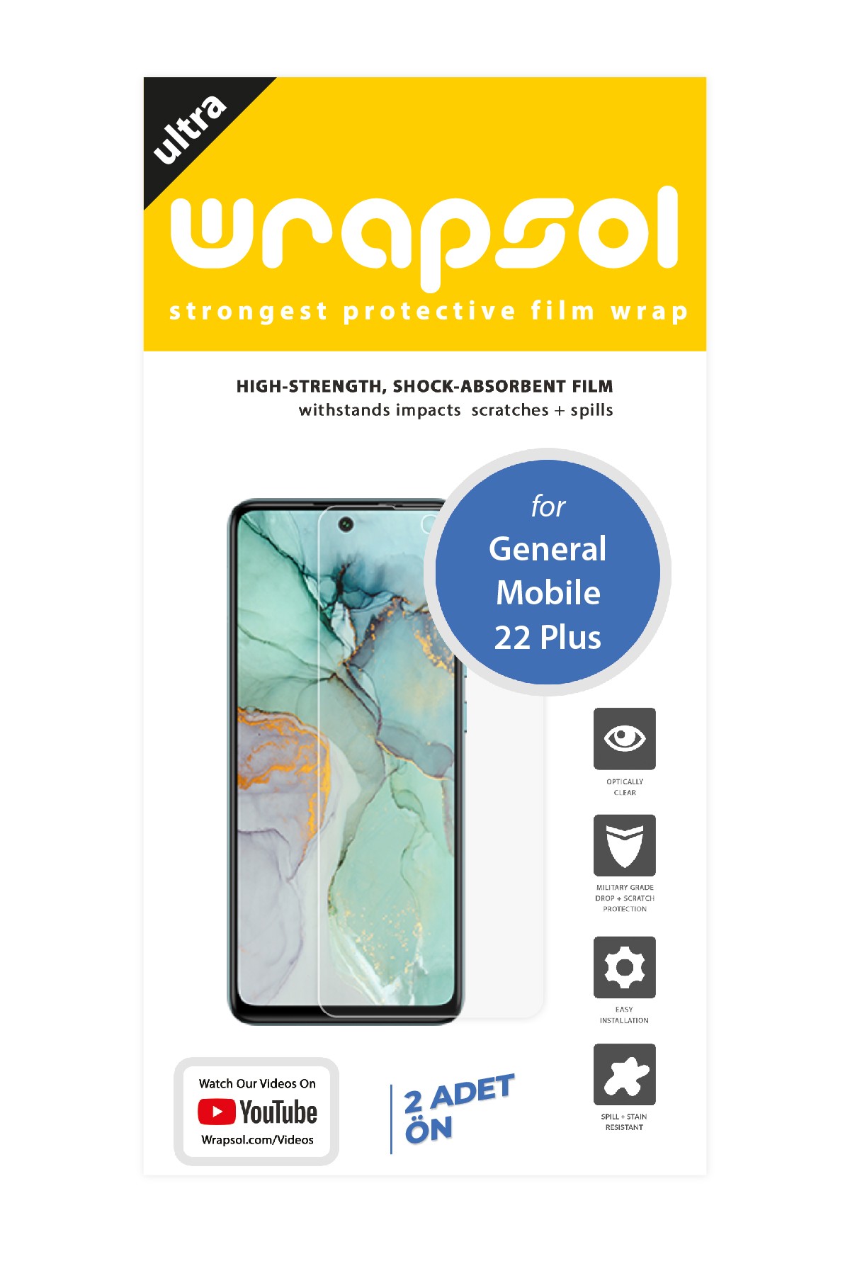 General Mobile GM 22 Plus - Ekran Koruyucu Parlak Şeffaf Poliüretan Film (150 mikron)