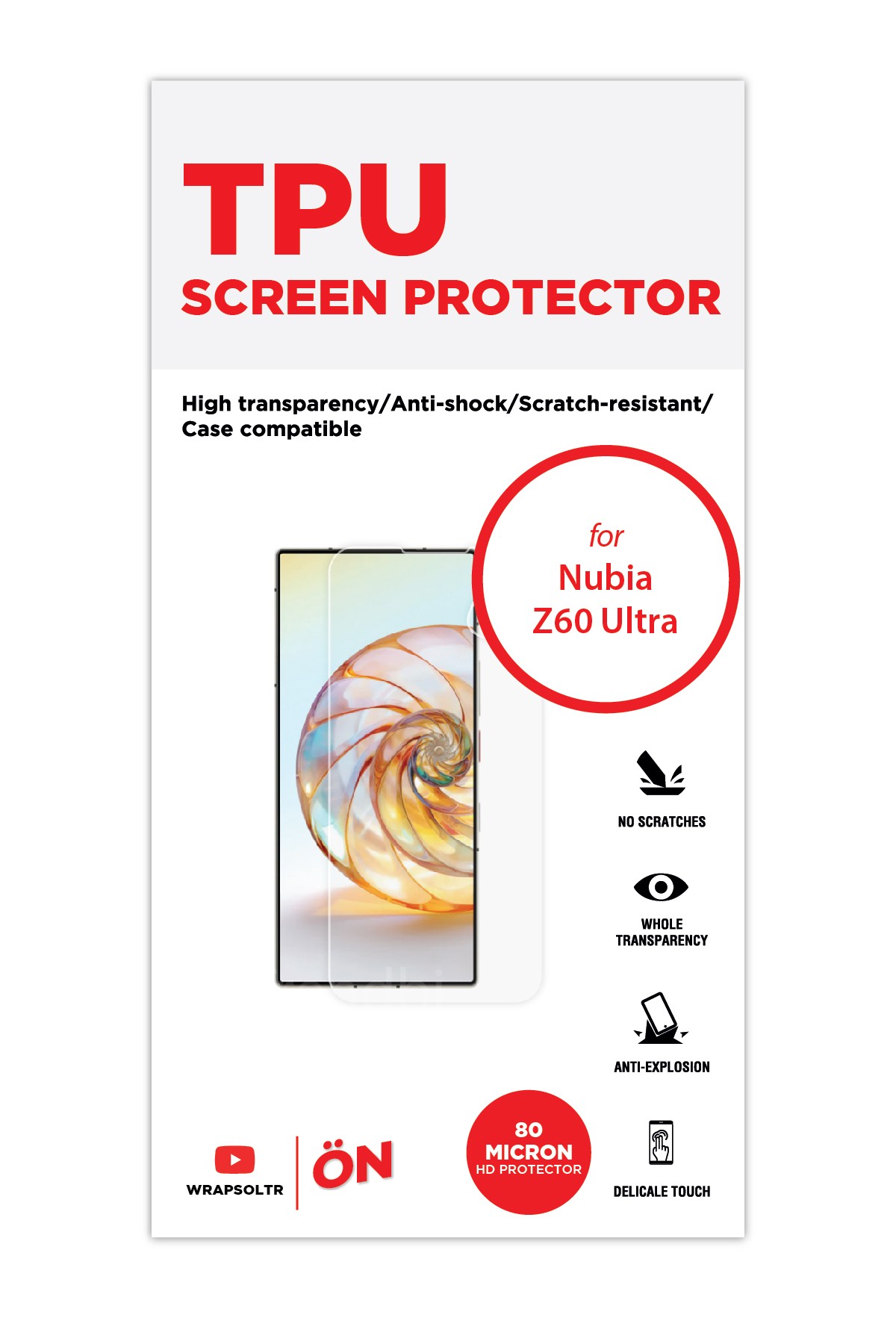 ZTE Nubia Z60 Ultra 5G - Ekran Koruyucu Parlak Şeffaf TPU Film (80 micron)