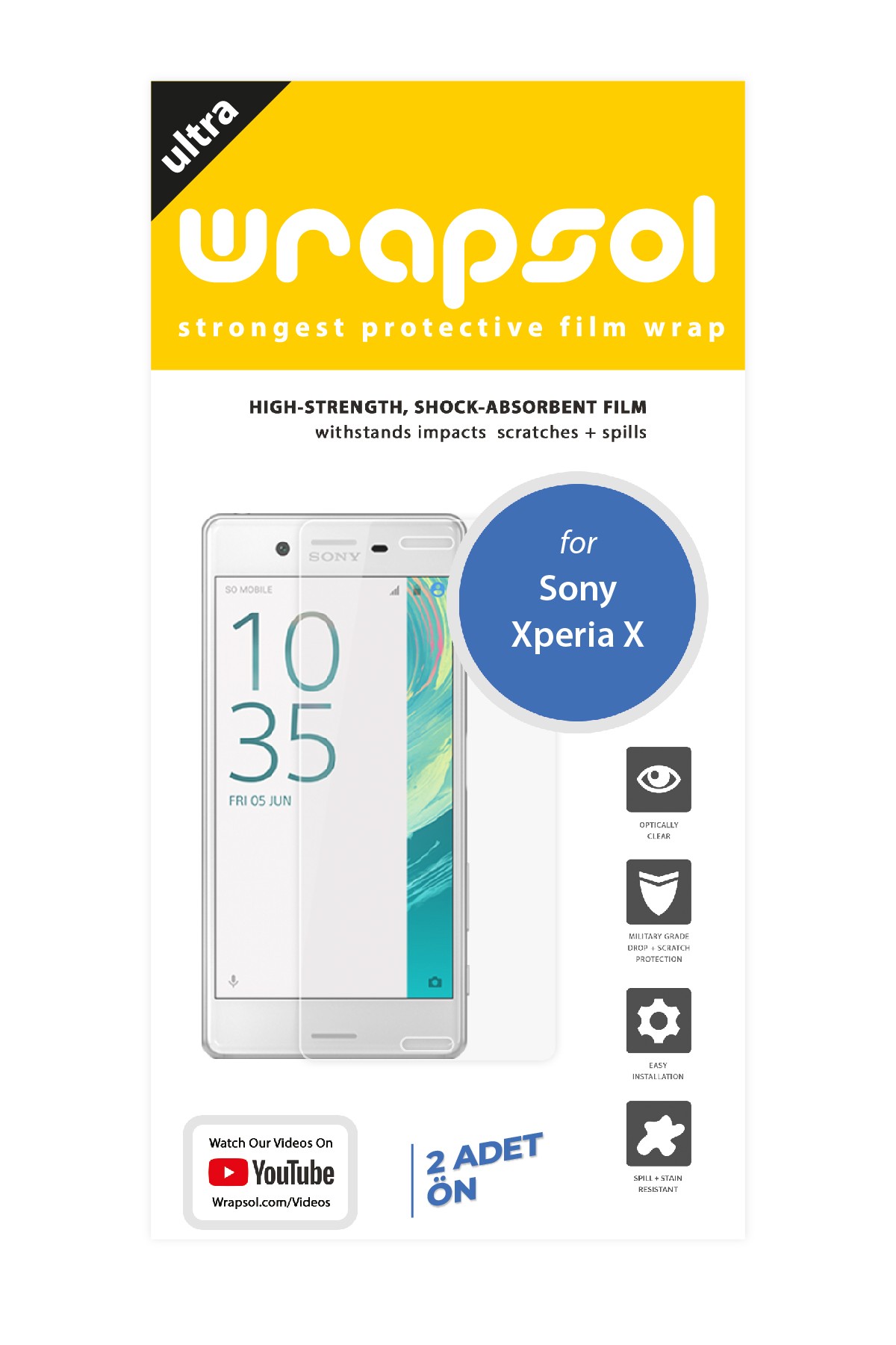 Sony Xperia X - Ekran Koruyucu Parlak Şeffaf Poliüretan Film (150 mikron)