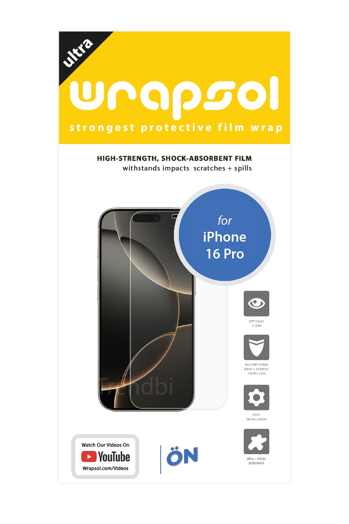 iPhone 16 Pro - Ekran Koruyucu Parlak Şeffaf Poliüretan Film (150 mikron)