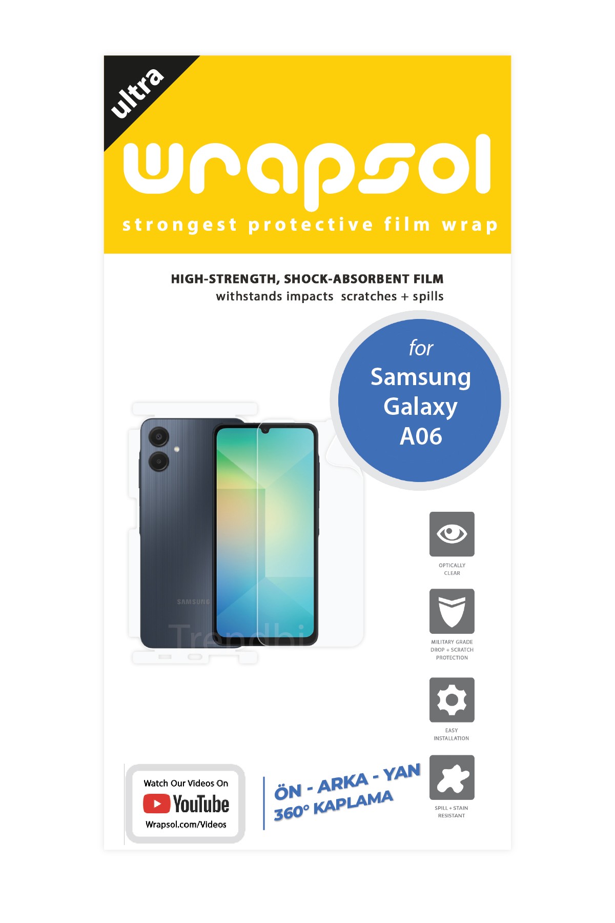 Samsung Galaxy a06 - Fullbody Koruyucu Parlak Şeffaf Poliüretan Film (150 micron)
