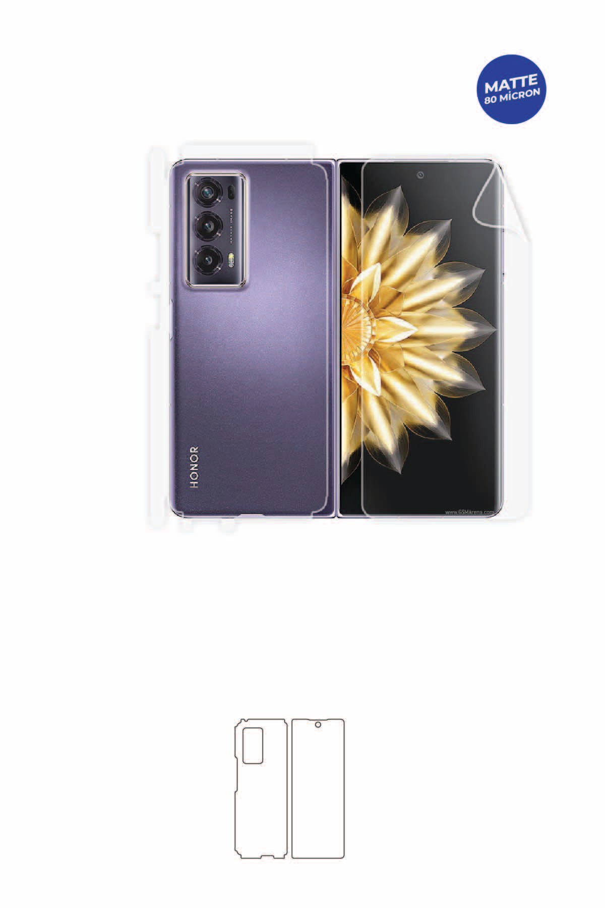 Honor Magic V2 - Arka/Yan Koruyucu Mat TPU Film (80 micron)
