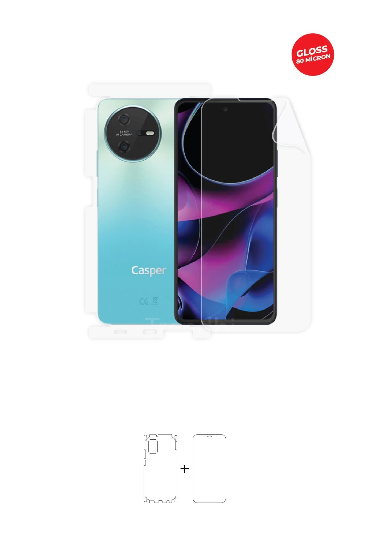 Casper Via A40 - Fullbody Koruyucu Parlak Şeffaf TPU Film (80 micron)