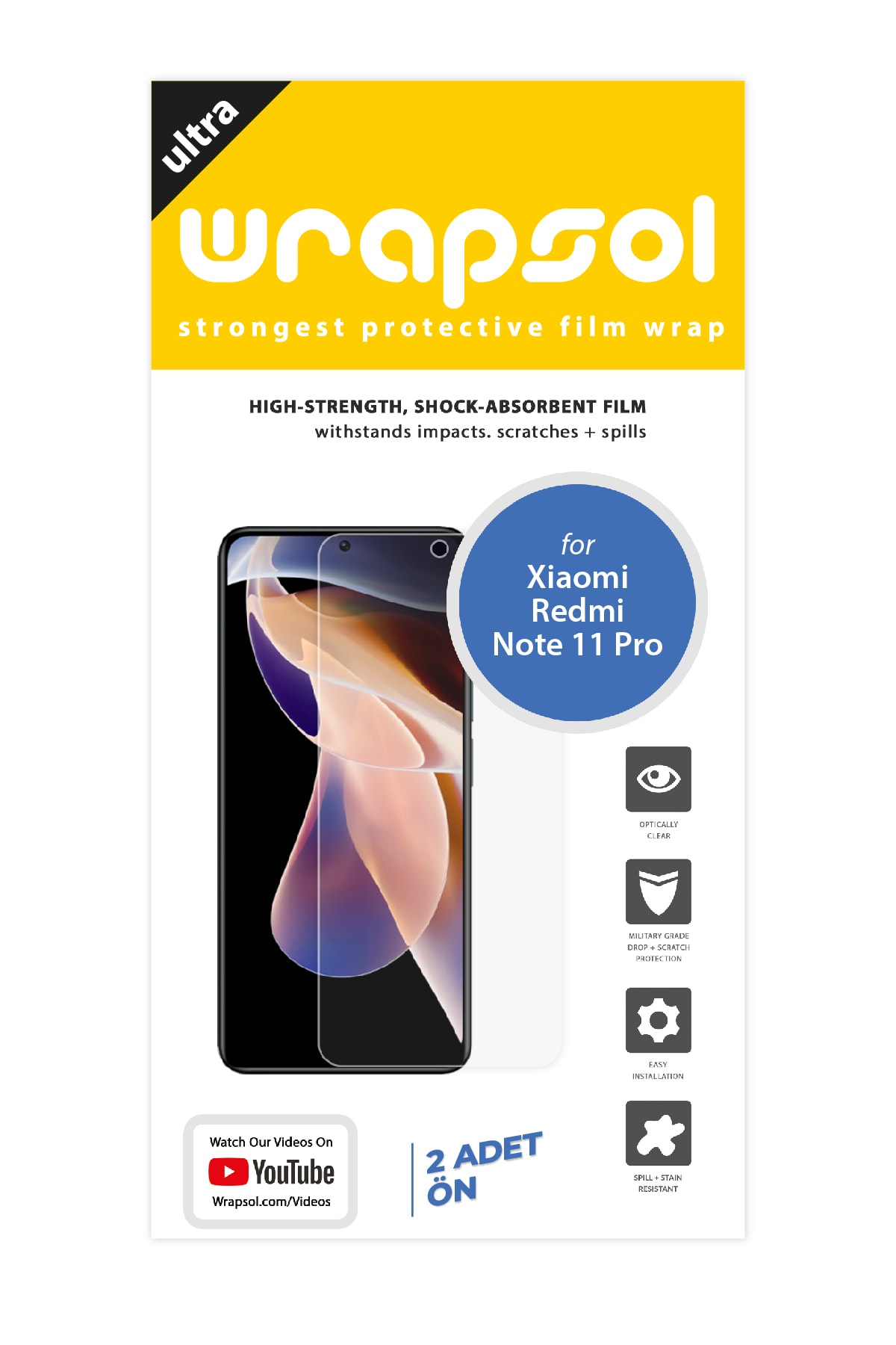 Xiaomi Redmi Note 11 Pro - Ekran Koruyucu Parlak Şeffaf Poliüretan Film (150 mikron)