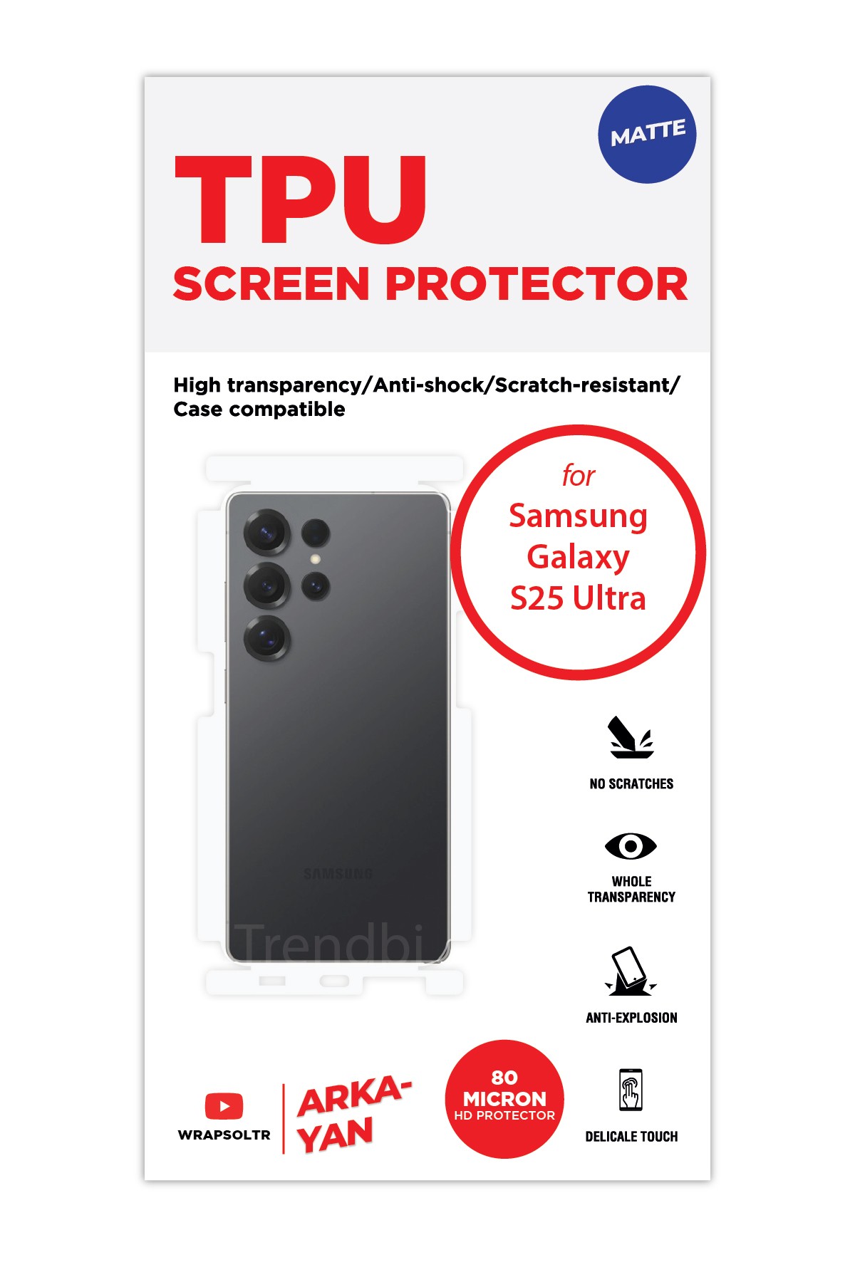 Samsung Galaxy S25 Ultra - Arka/Yan Koruyucu Mat TPU Film (80 micron)