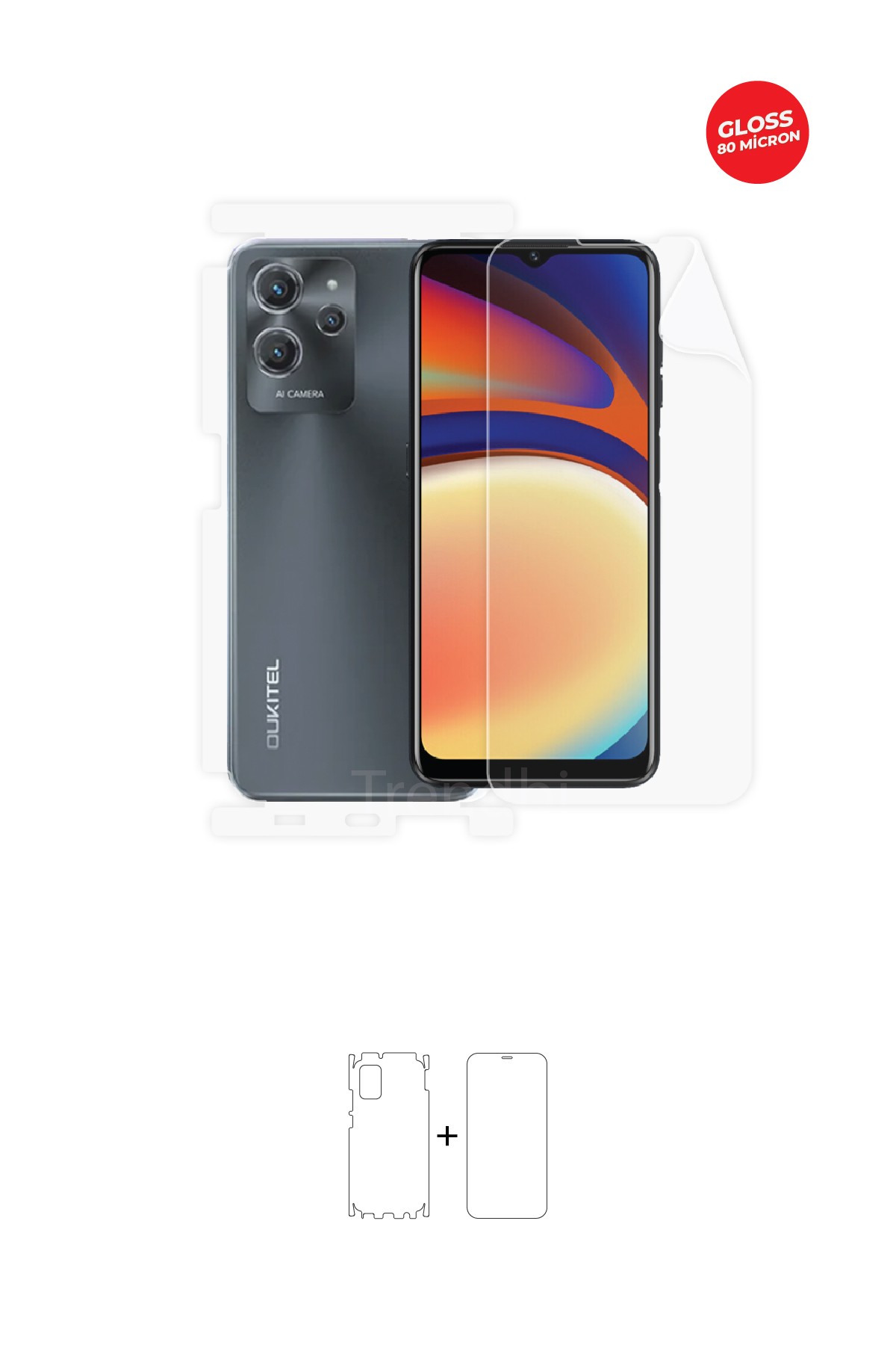 Oukitel C32 - Fullbody Koruyucu Parlak Şeffaf TPU Film (80 micron)