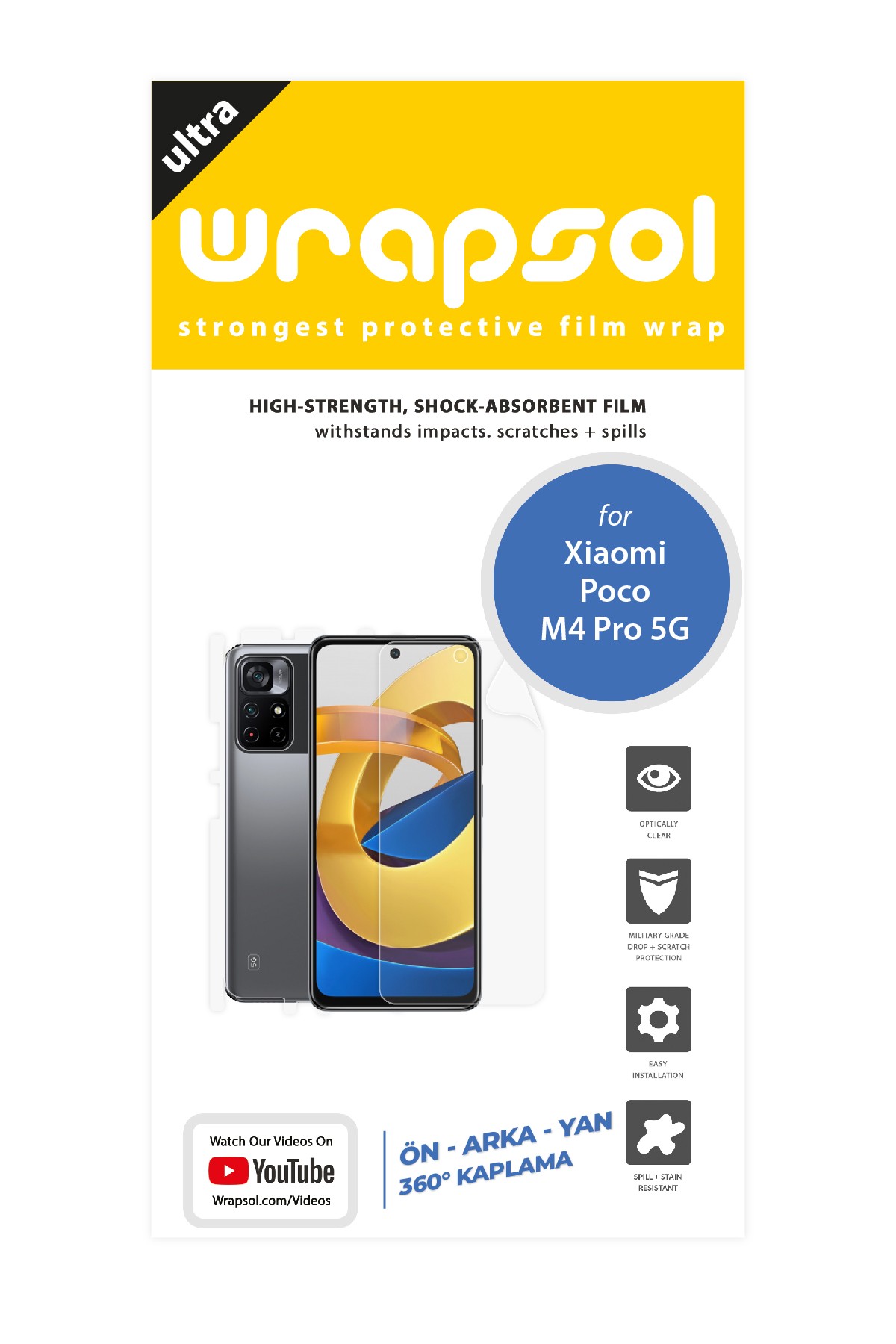 Xiaomi Poco X4 Pro 5G - Fullbody Koruyucu Parlak Şeffaf Poliüretan Film (150 micron)