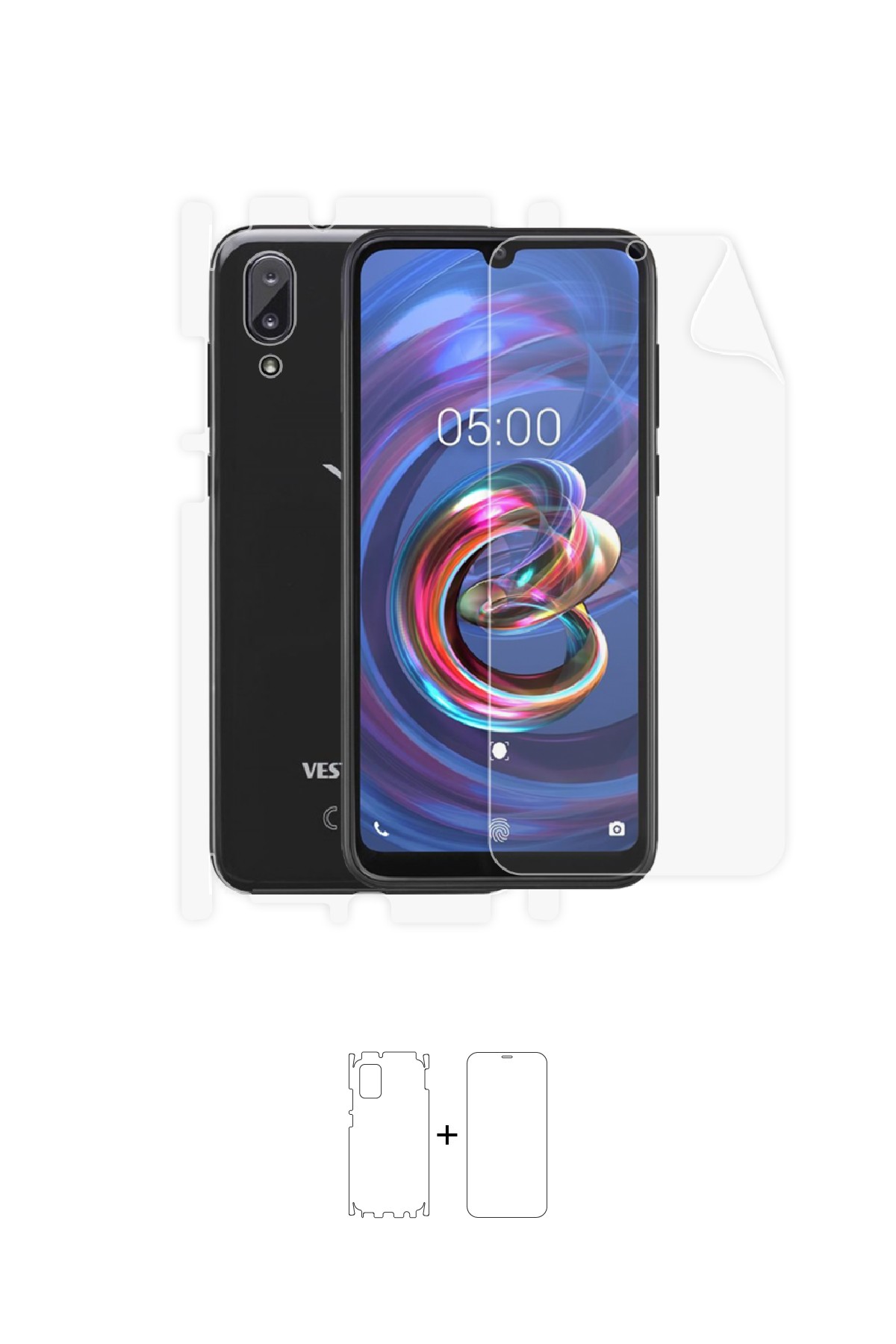 Vestel Venus E5 - Fullbody Koruyucu Parlak Şeffaf Poliüretan Film (150 micron)