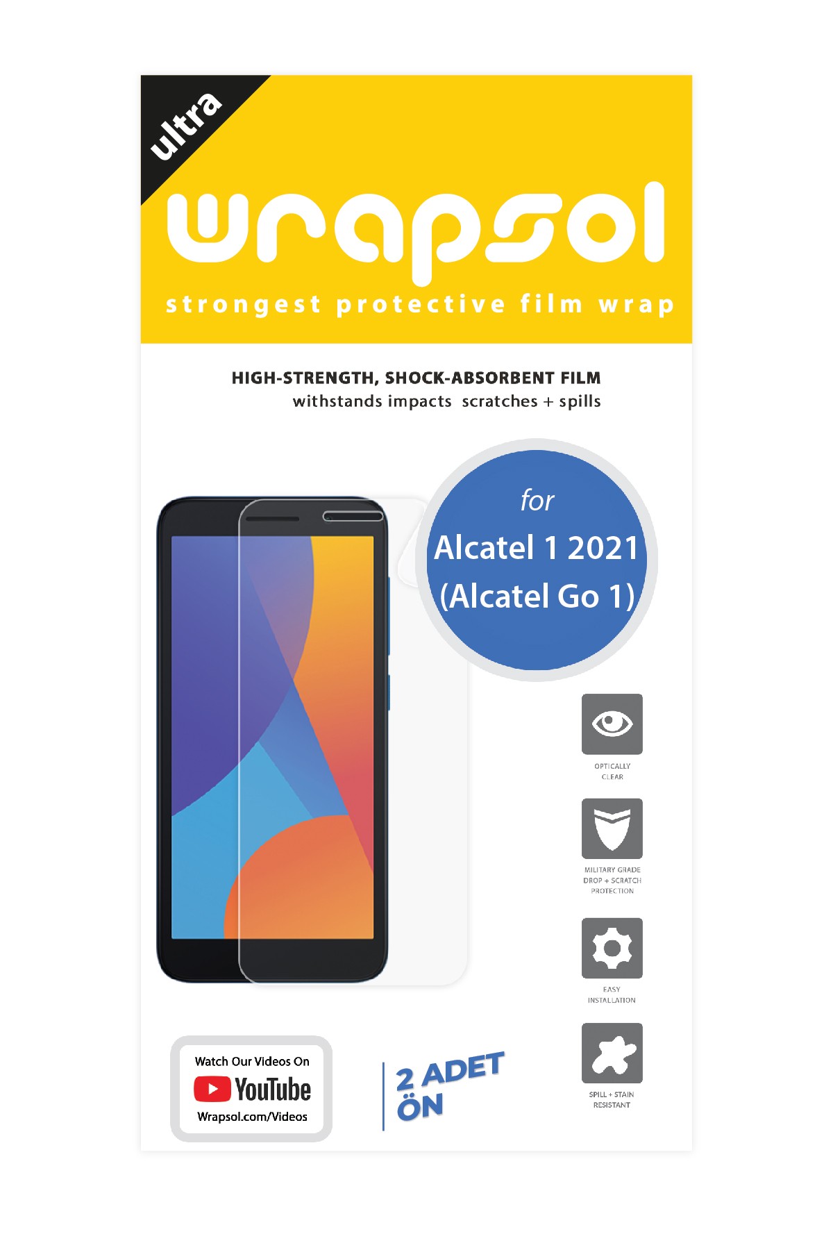Alcatel Go 1 2021 - Ekran Koruyucu Parlak Şeffaf Poliüretan Film (150 mikron)