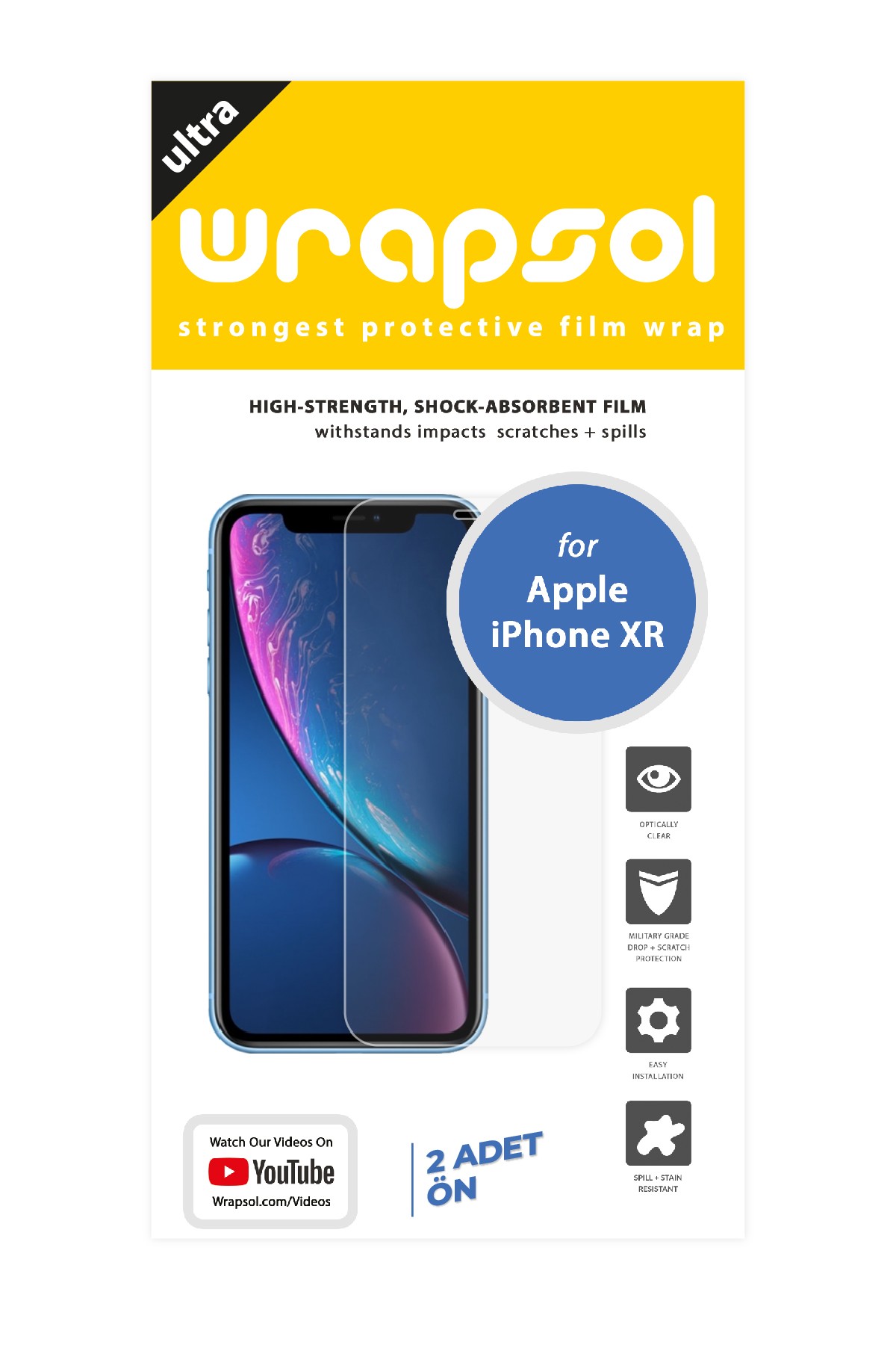 iPhone XR - Ekran Koruyucu Parlak Şeffaf Poliüretan Film (150 mikron)