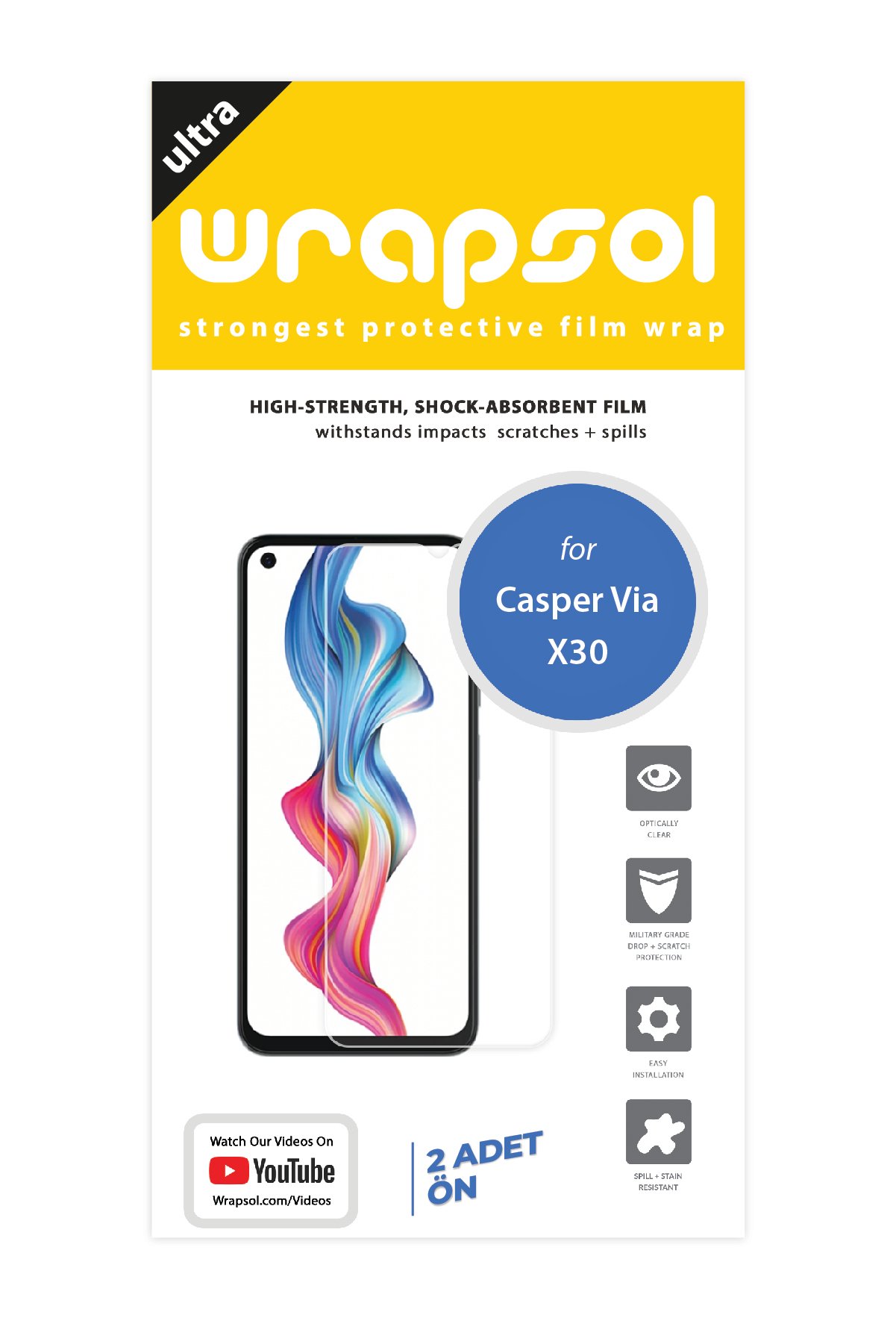 Casper Via X30 - Ekran Koruyucu Parlak Şeffaf Poliüretan Film (150 mikron)