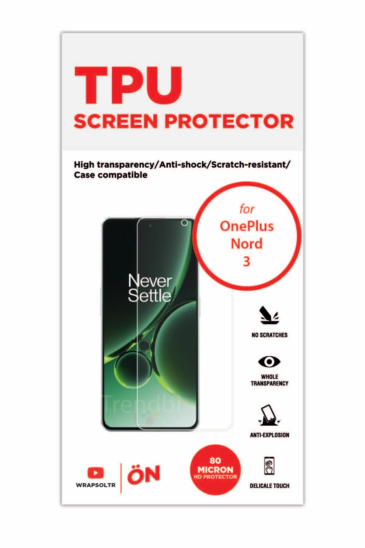 Oneplus Nord 3 - Ekran Koruyucu Parlak Şeffaf TPU Film (80 micron)