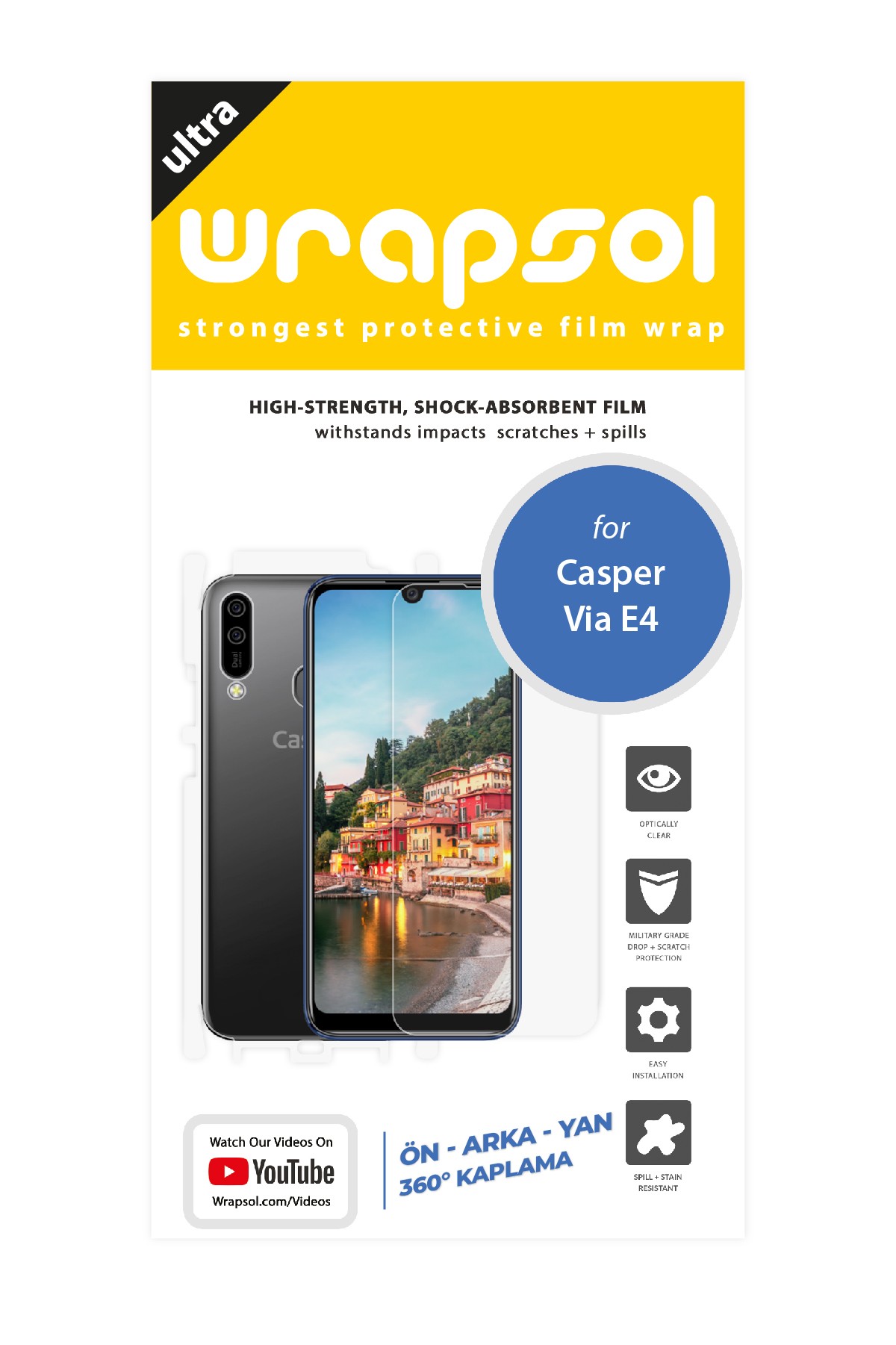 Casper Via E4 - Fullbody Koruyucu Parlak Şeffaf Poliüretan Film (150 micron)